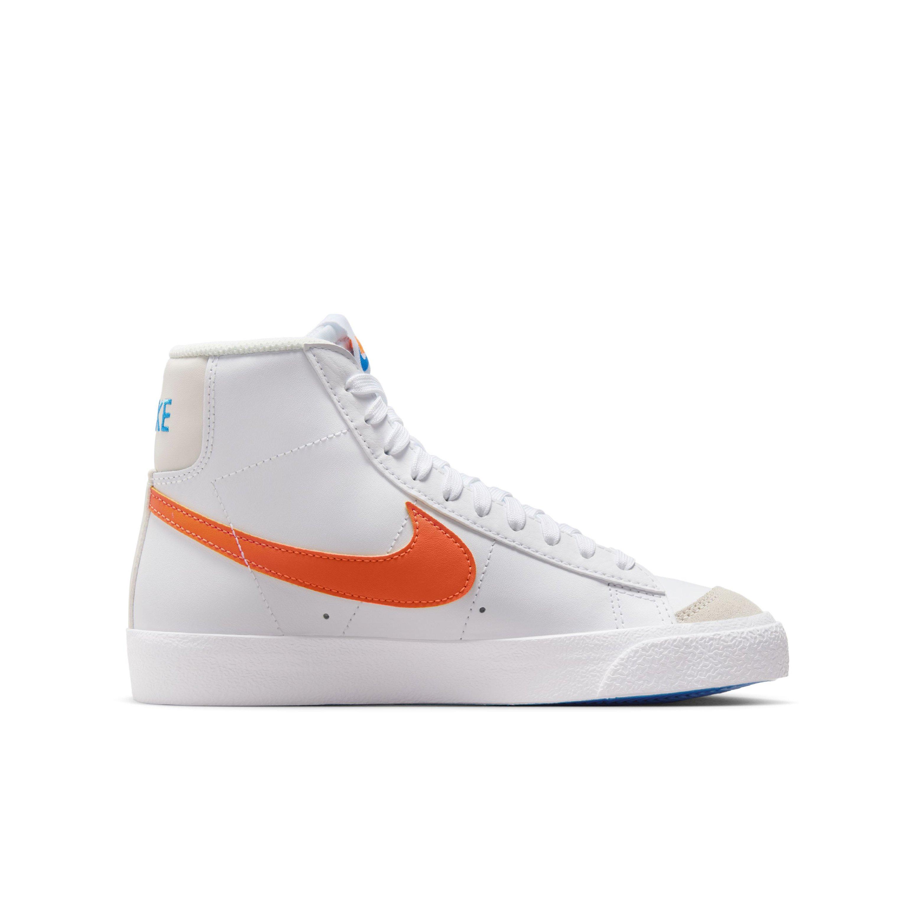 Nike Blazer Mid '77 "White/Photo Blue/Phantom/Total Orange" Grade School Boys' Shoe - WHITE/BLUE/PHANTOM/ORANGE Thumbnail View 1