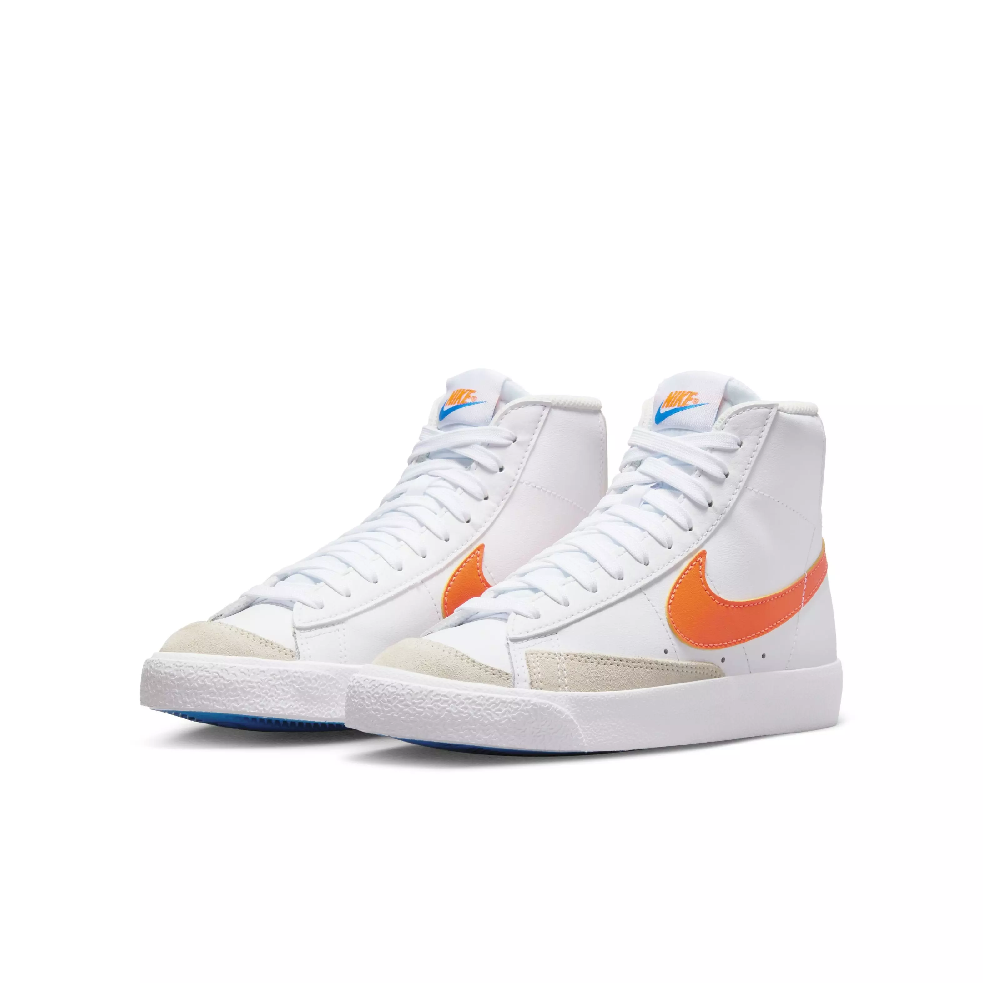 Nike Blazer Mid '77 "White/Photo Blue/Phantom/Total Orange" Grade School Boys' Shoe - WHITE/BLUE/PHANTOM/ORANGE