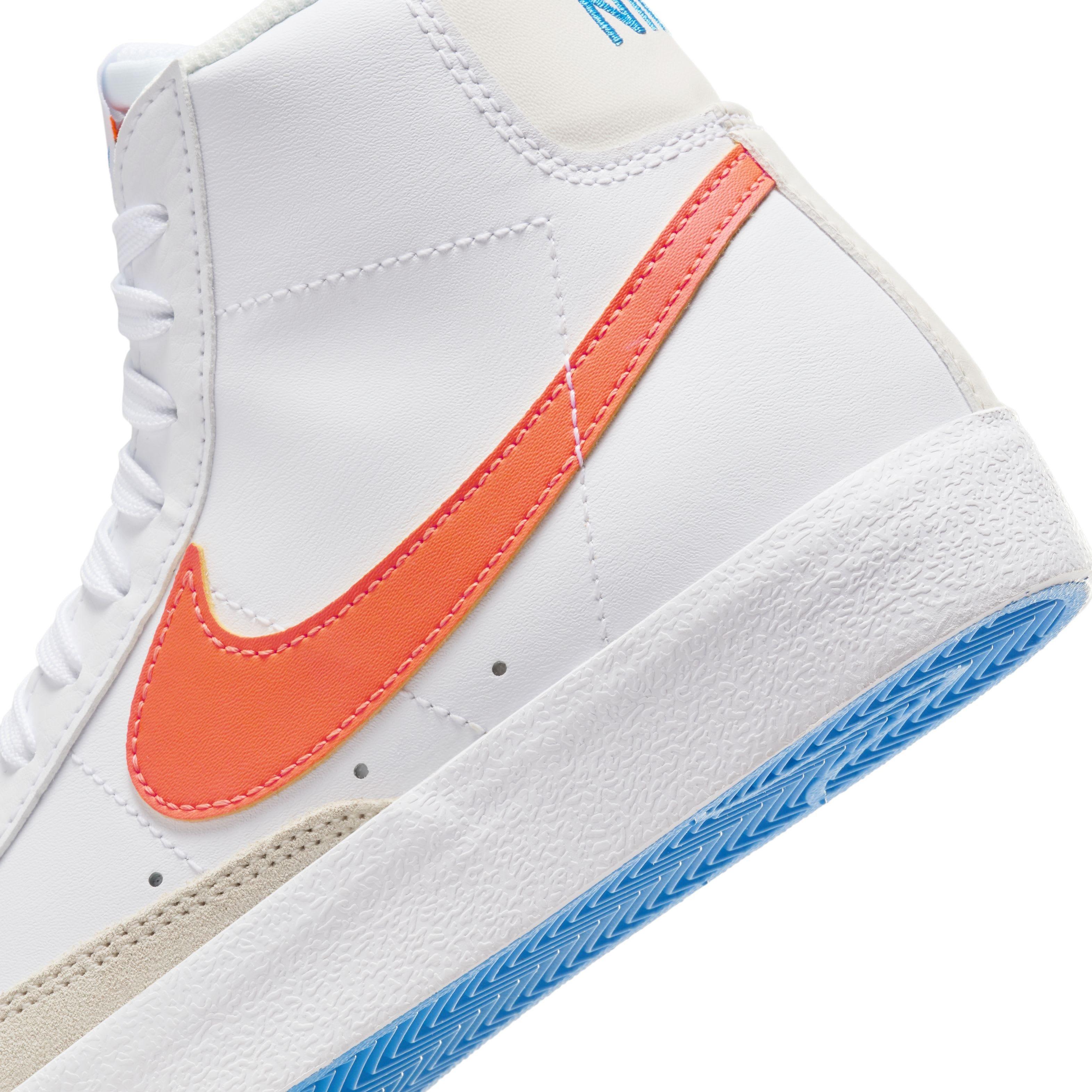 Nike Blazer Mid '77 "White/Photo Blue/Phantom/Total Orange" Grade School Boys' Shoe - WHITE/BLUE/PHANTOM/ORANGE Thumbnail View 8