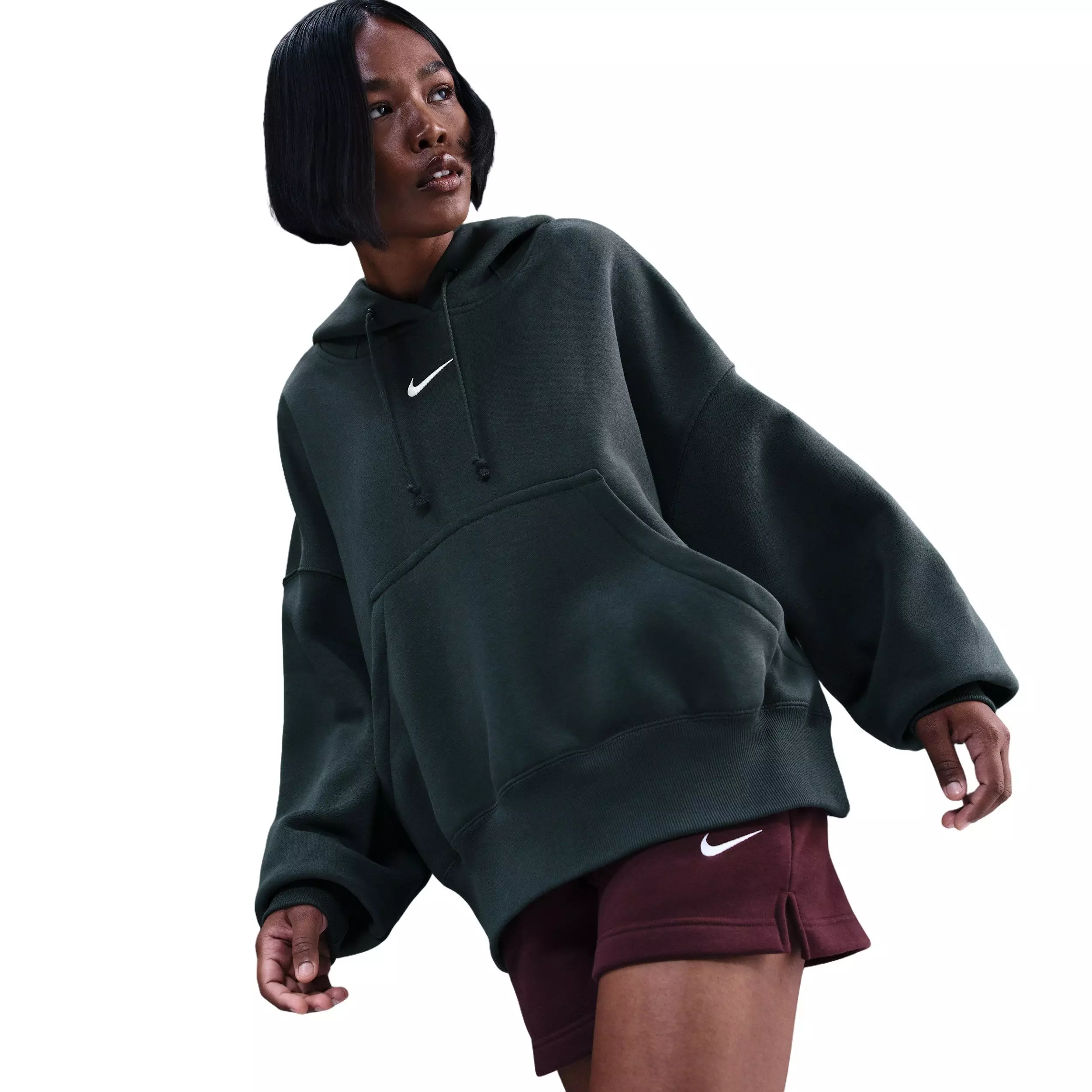 Nike Women's Sportswear Phoenix Fleece Over-Oversized Pullover Hoodie - Seaweed Green - SEAWEED GREEN