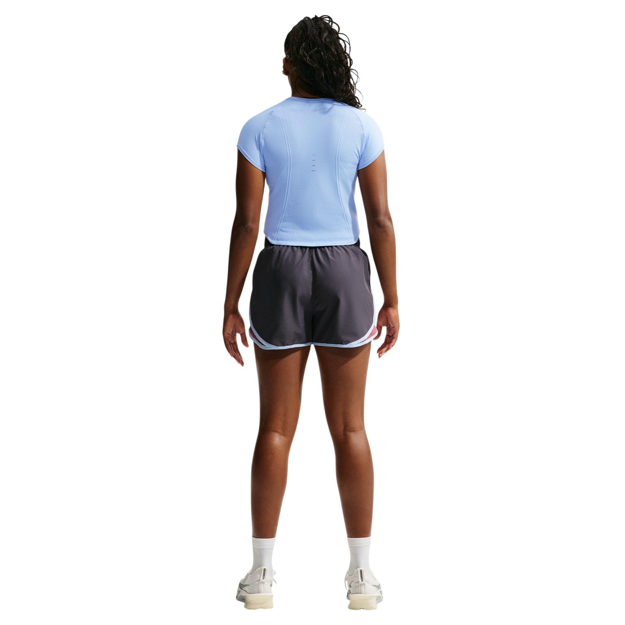 Nike Women's Swift Dri-FIT Seamless Short Sleeve Fitted Running Top - Light Blue/Grey - LIGHT BLUE/GREY