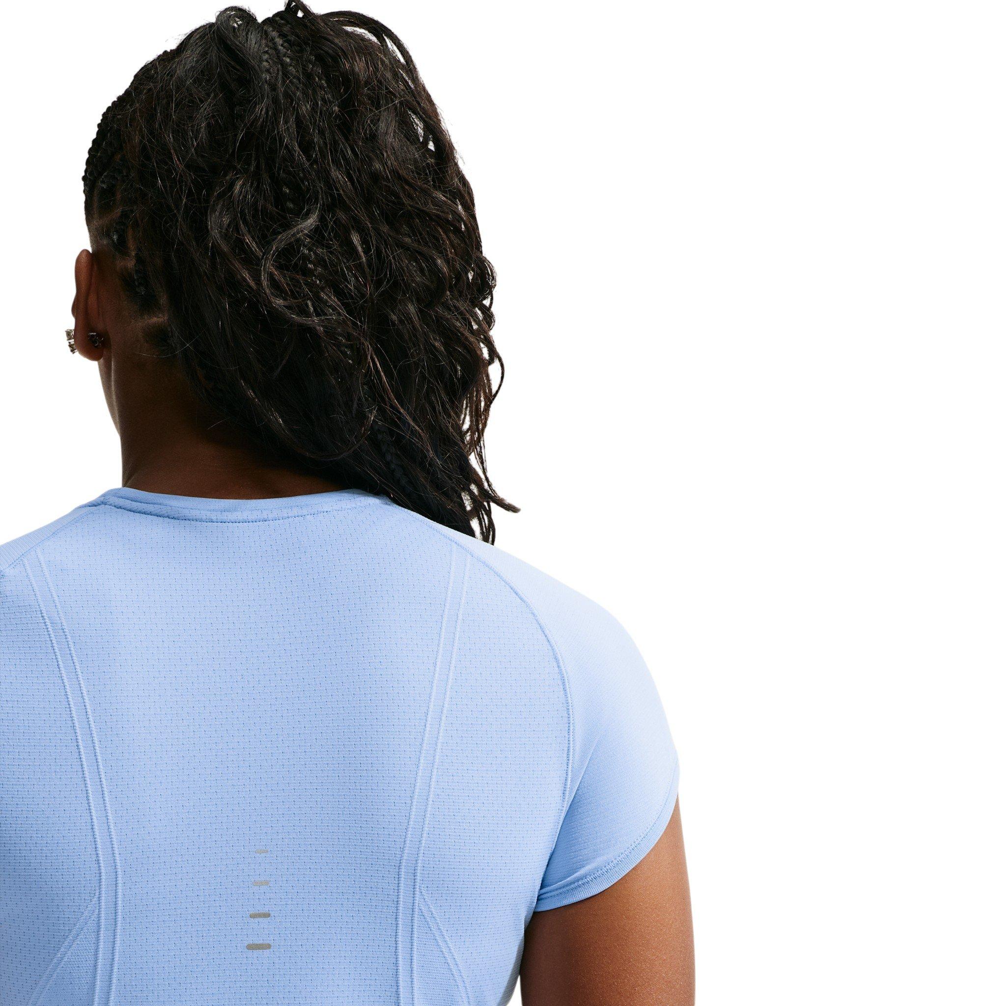 Nike Women's Swift Dri-FIT Seamless Short Sleeve Fitted Running Top - Light Blue/Grey - LIGHT BLUE/GREY