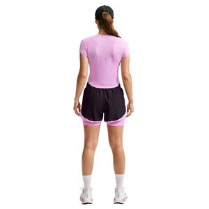 Nike Women's Swift Dri-FIT Seamless Short Sleeve Fitted Running Top - Light Pink/Grey - LIGHT PINK/GREY