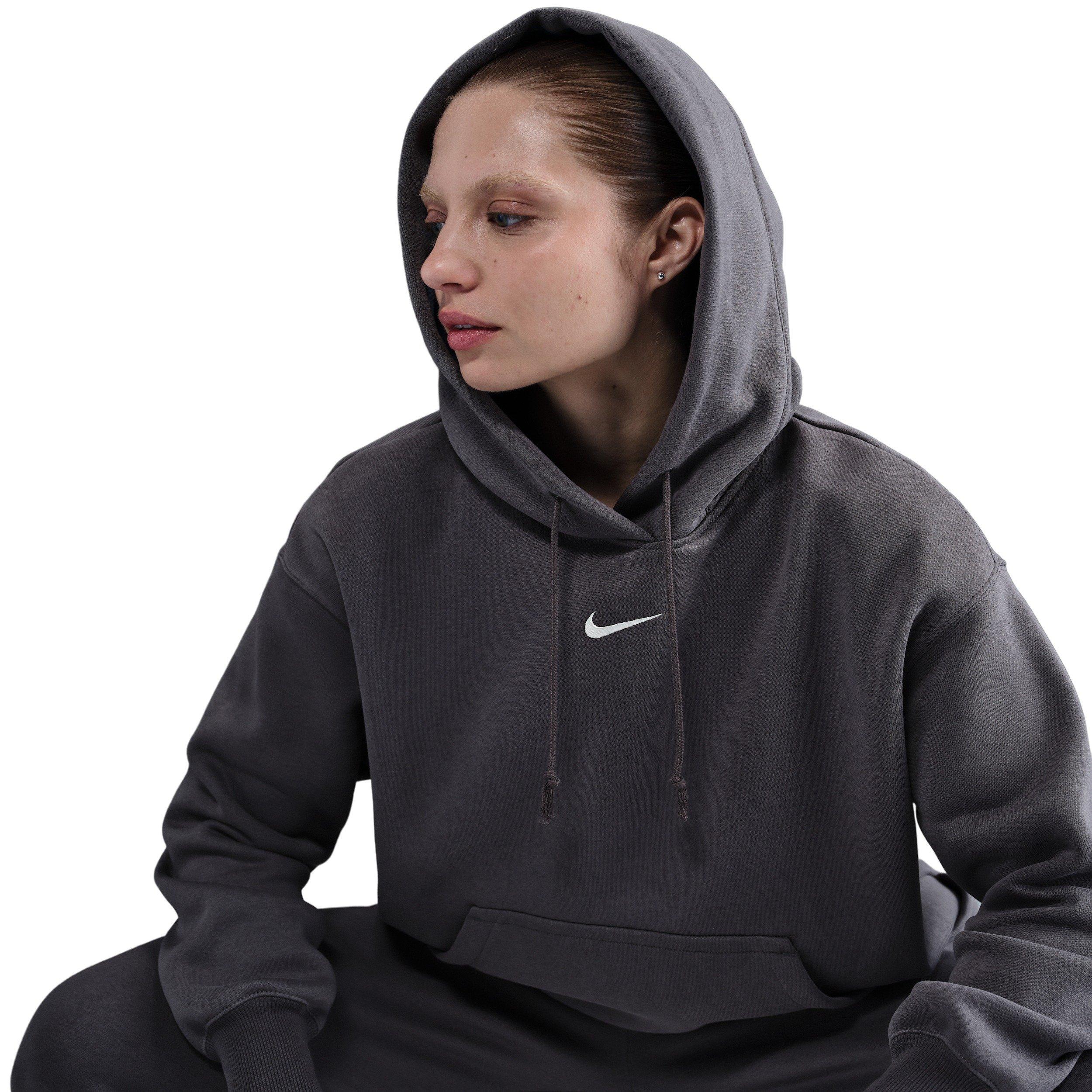 Nike Women's Sportswear Phoenix Fleece Oversized Pullover Hoodie - Grey - GREY Thumbnail View 3
