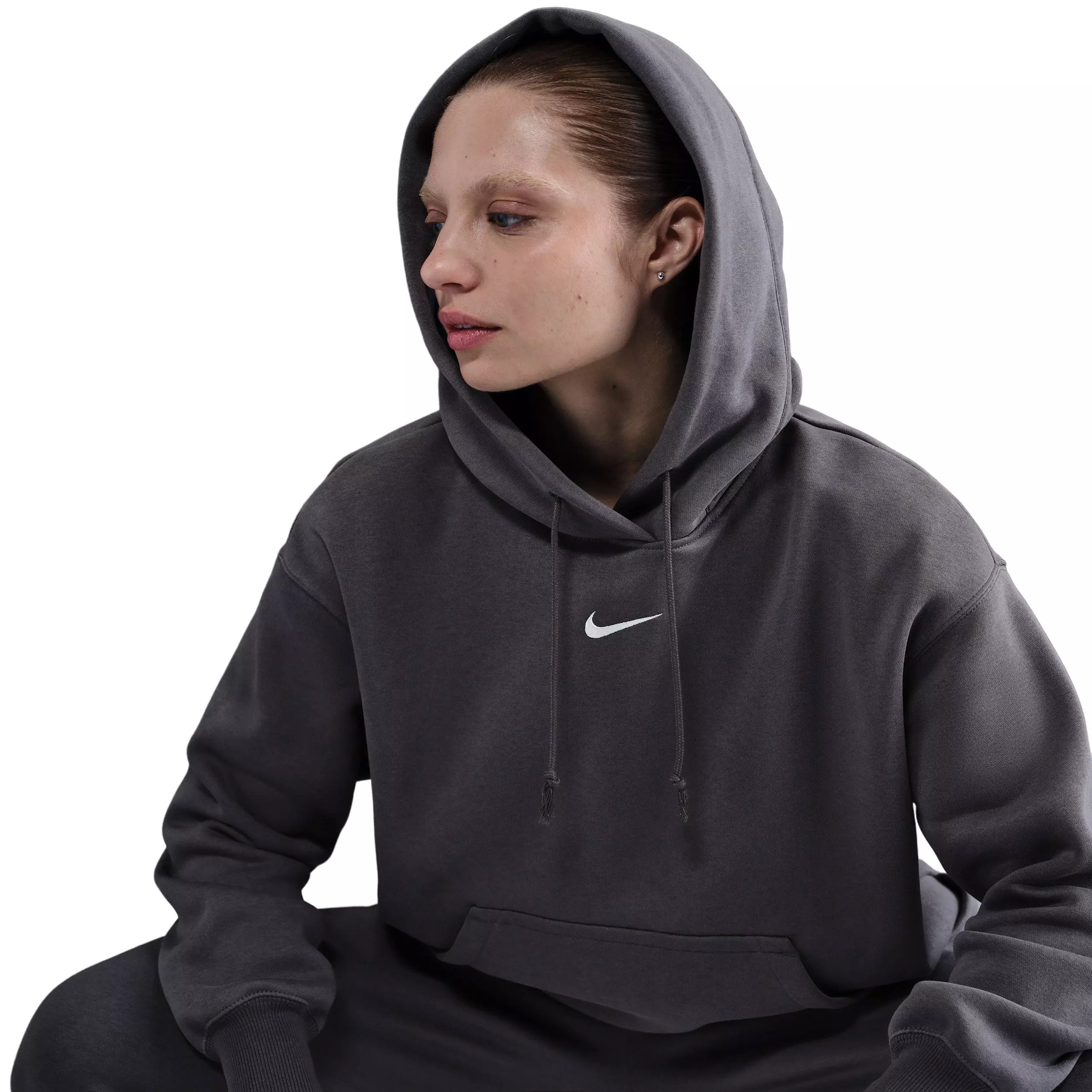 Nike Women's Sportswear Phoenix Fleece Oversized Pullover Hoodie - Grey - GREY