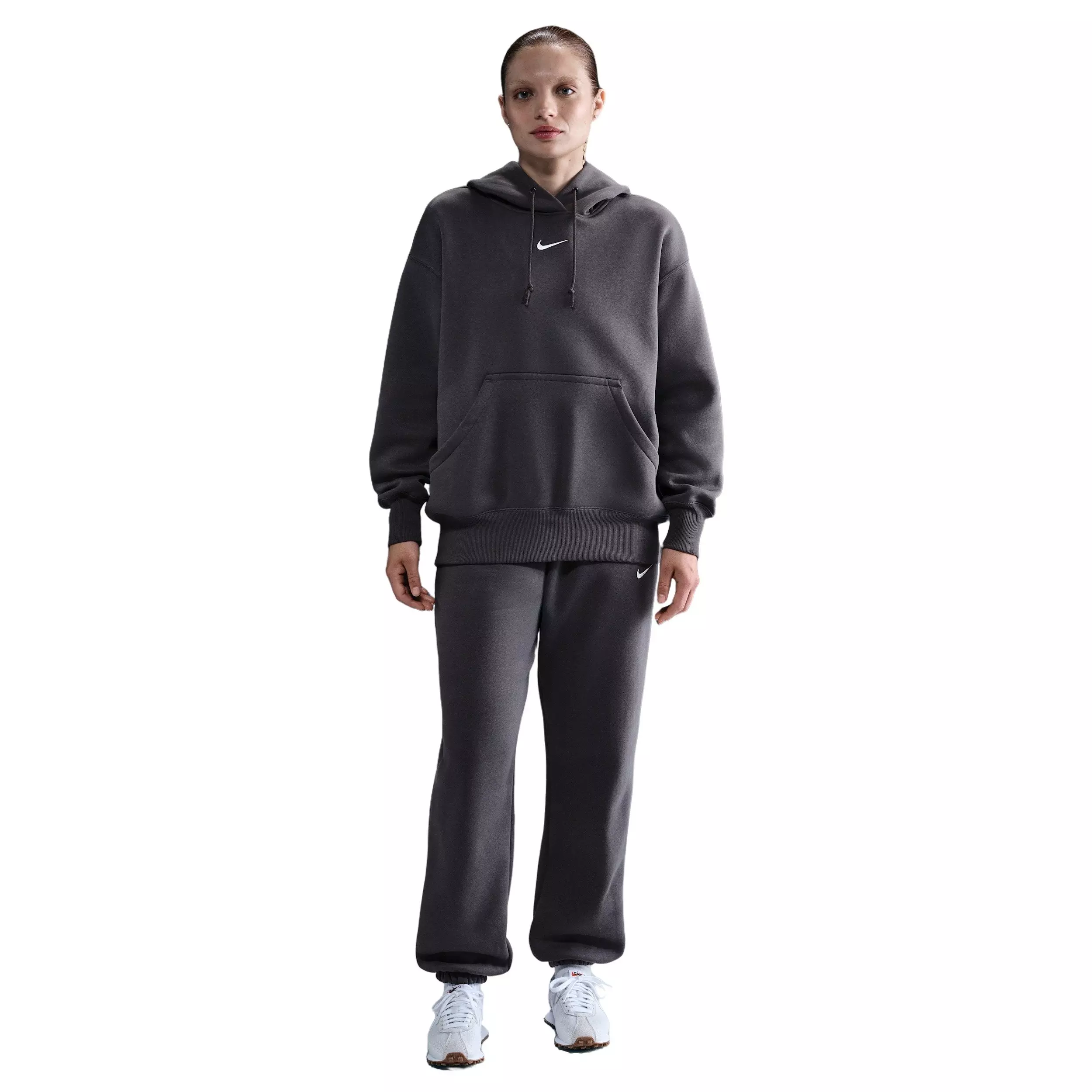 Nike Women's Sportswear Phoenix Fleece Oversized Pullover Hoodie -Grey - GREY