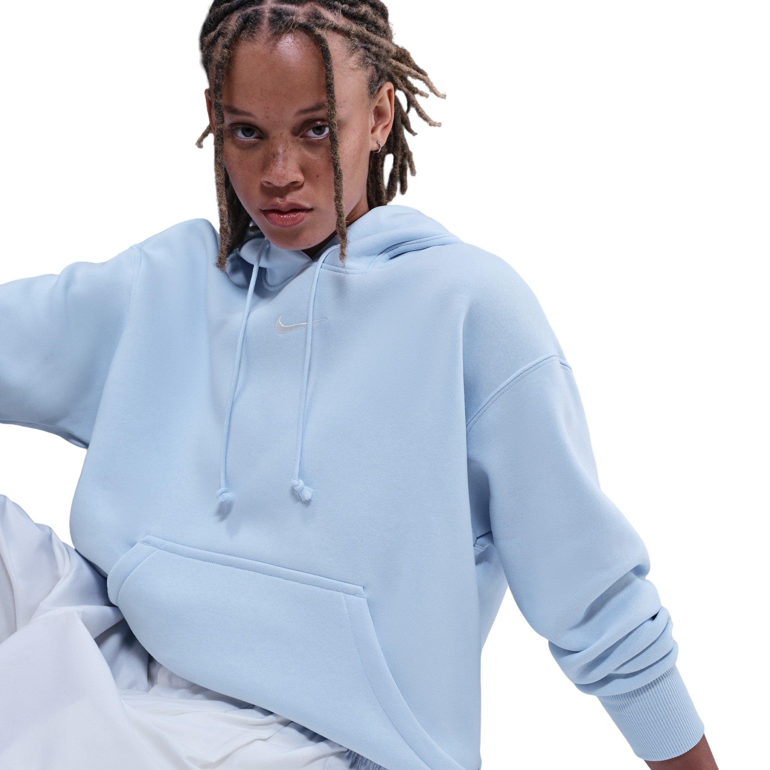 Nike Women's Sportswear Phoenix Fleece Oversized Pullover Hoodie - Lt Blue - LT BLUE Thumbnail View 3