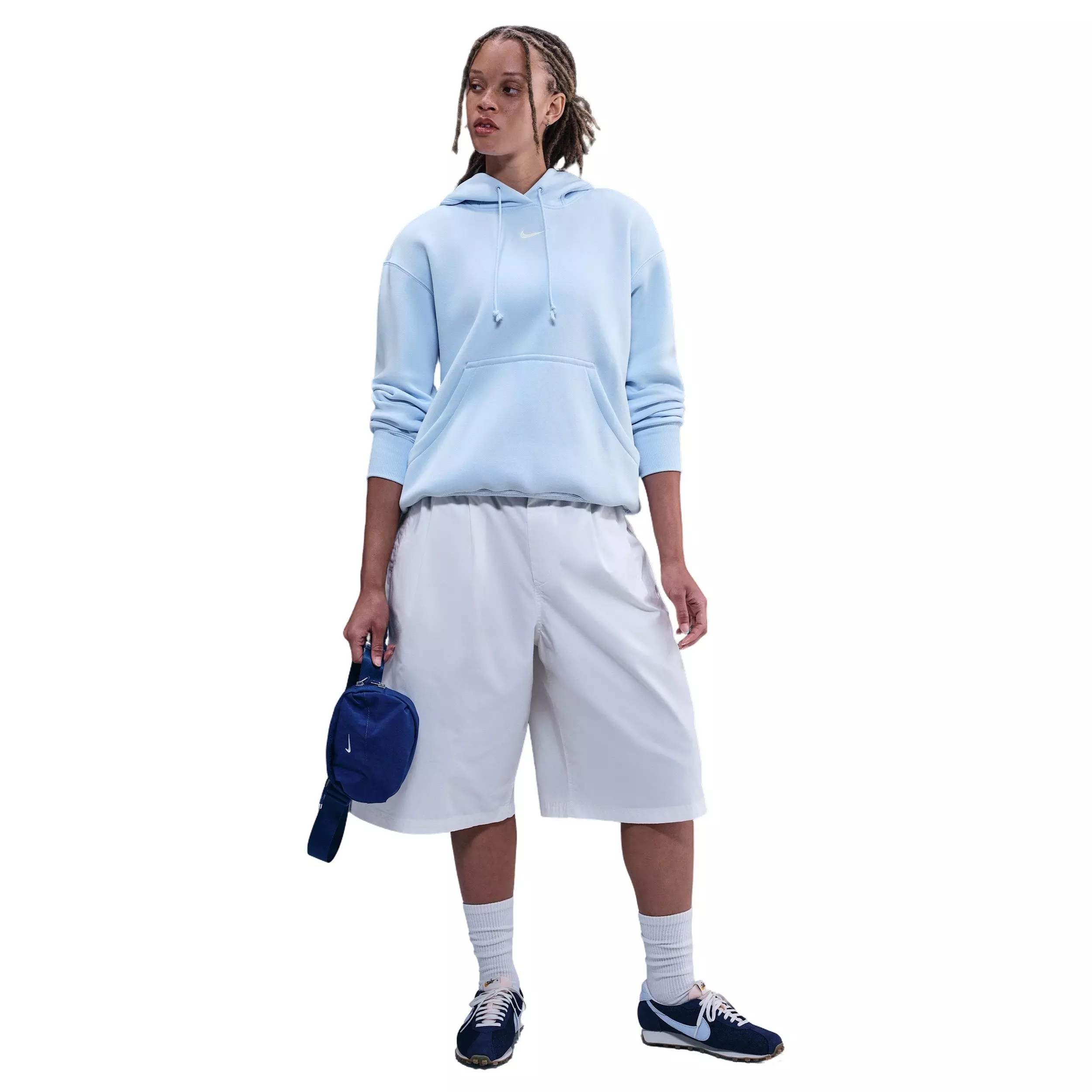 Nike Women's Sportswear Phoenix Fleece Oversized Pullover Hoodie -Lt Blue - LT BLUE