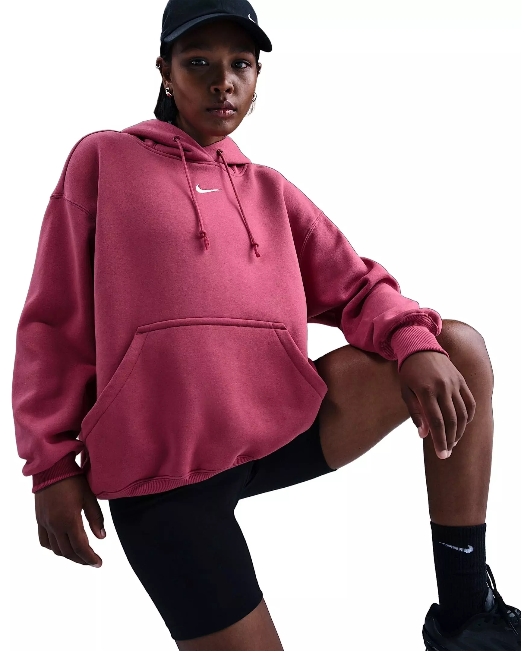 Nike Women's Sportswear Phoenix Fleece Oversized Pullover Hoodie - Beet Purple - BEET PURPLE