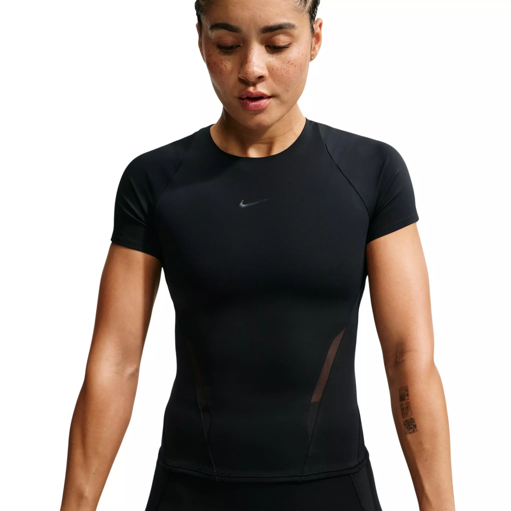 Nike Women's Universa Mesh Short Sleeve Top - Black - BLACK