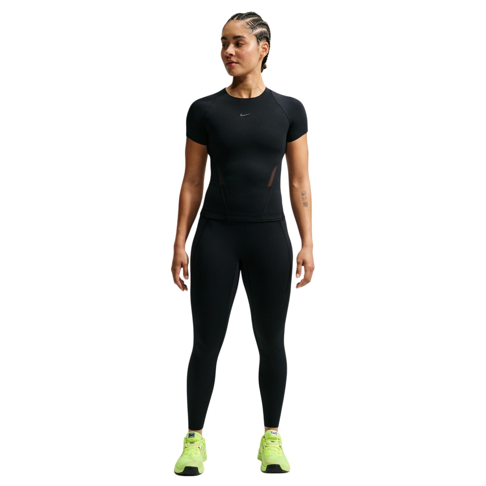 Nike Women's Universa Mesh Short Sleeve Top - Black - BLACK
