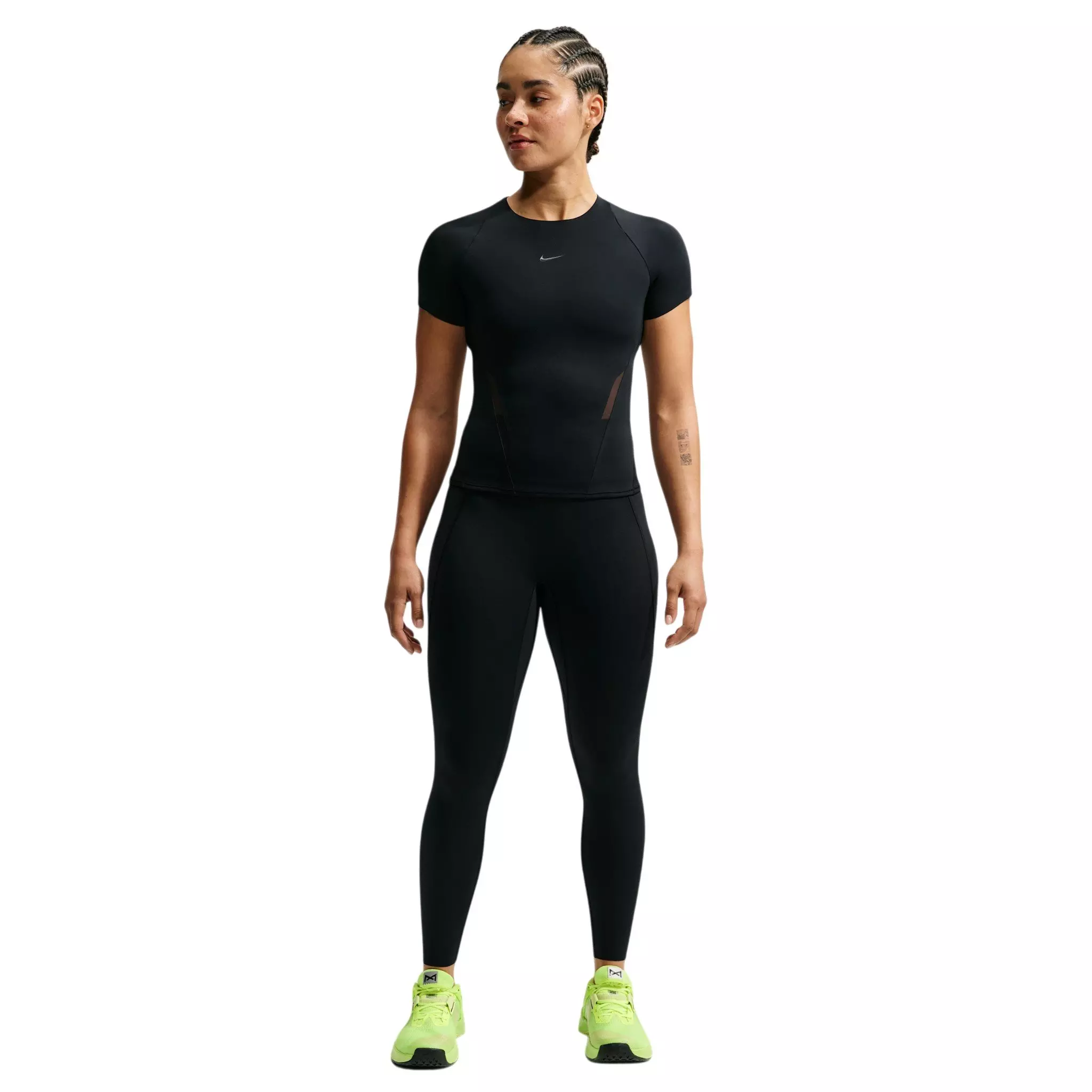 Nike Women's Universa Mesh Short Sleeve Top - Black - BLACK