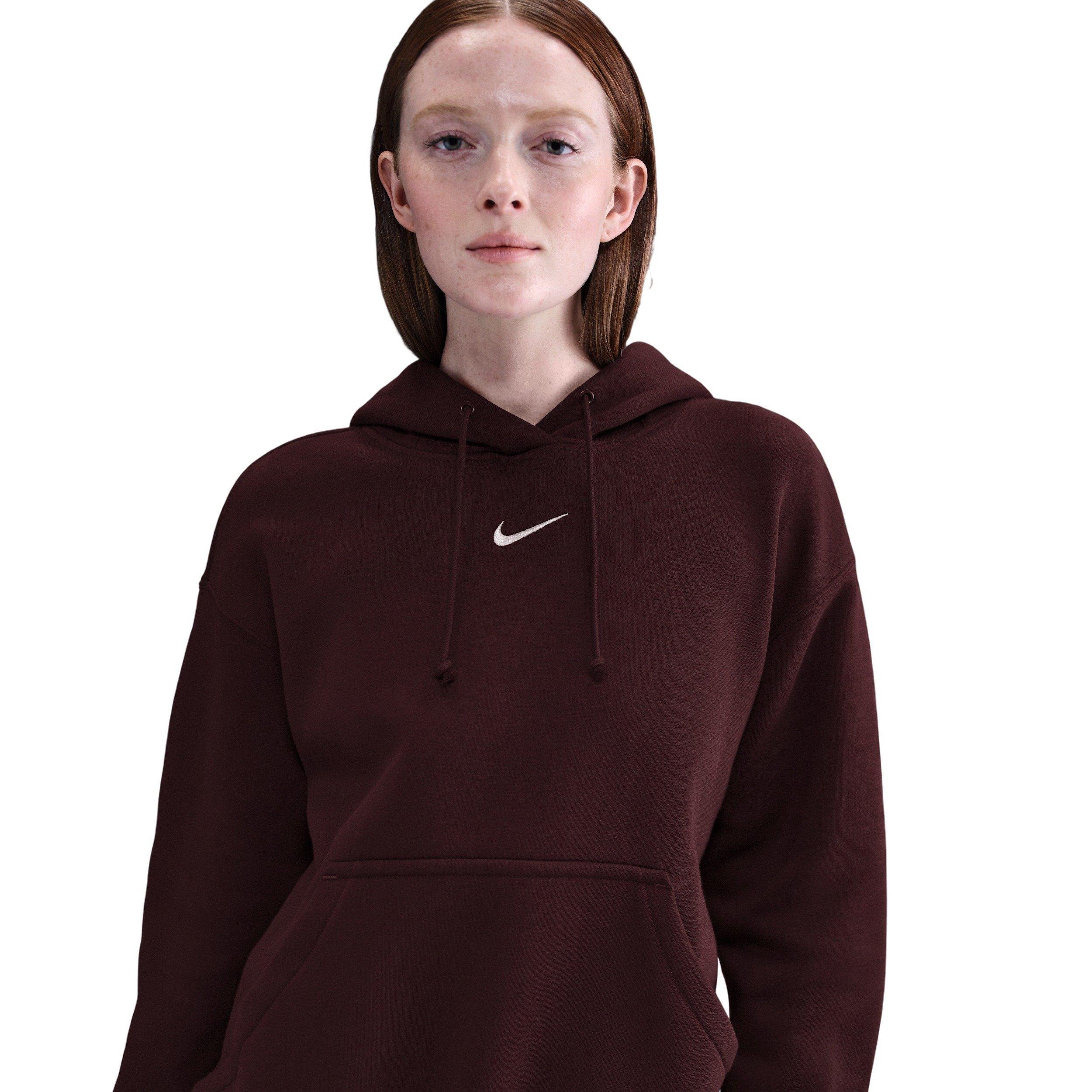 Nike Women's Sportswear Phoenix Fleece Oversized Pullover Hoodie - Burgundy - BURGUNDY Thumbnail View 1