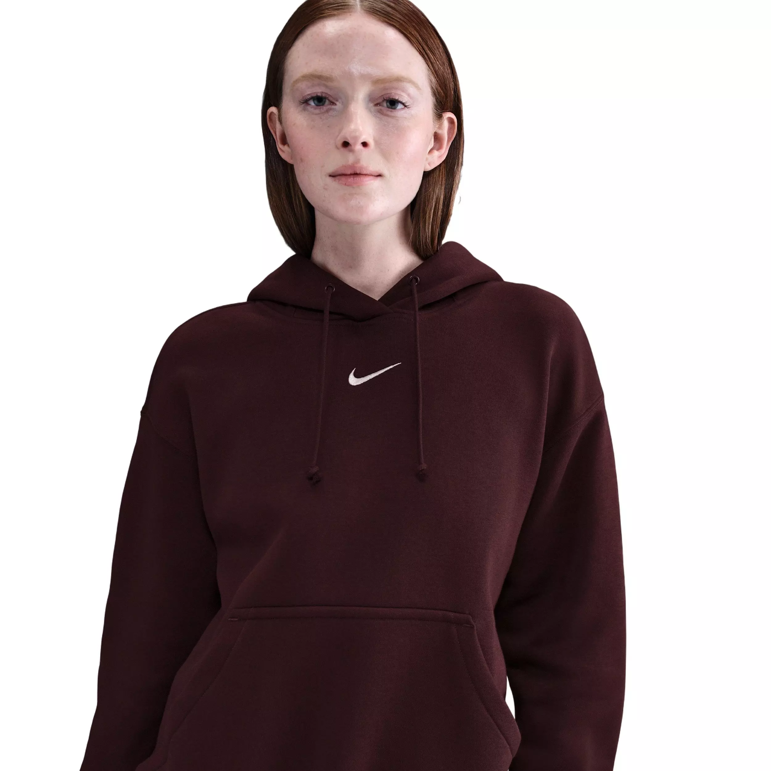 Nike Women's Sportswear Phoenix Fleece Oversized Pullover Hoodie - Burgundy - BURGUNDY