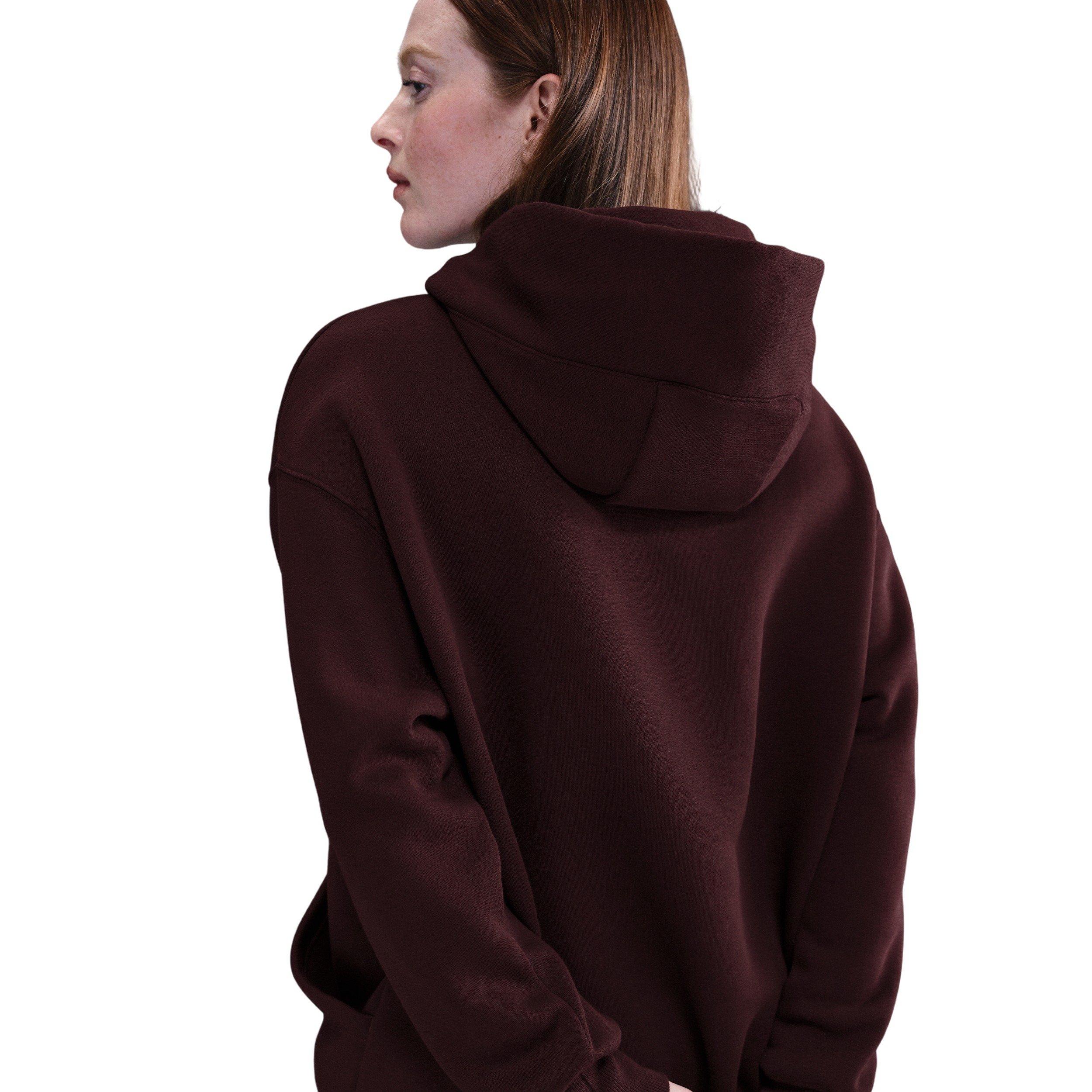 Nike Women's Sportswear Phoenix Fleece Oversized Pullover Hoodie - Burgundy - BURGUNDY Thumbnail View 2