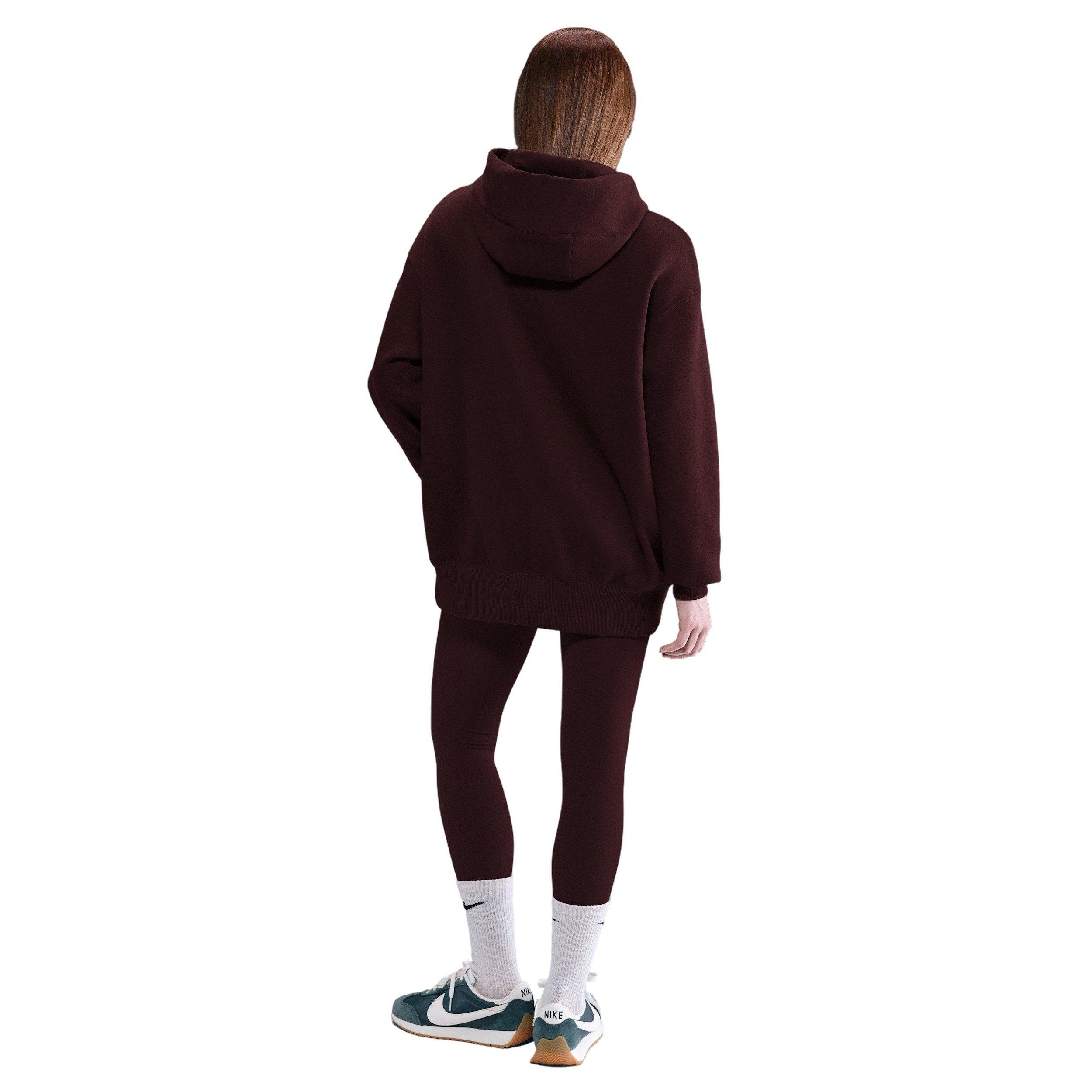 Nike Women's Sportswear Phoenix Fleece Oversized Pullover Hoodie -Burgundy - BURGUNDY Thumbnail View 5