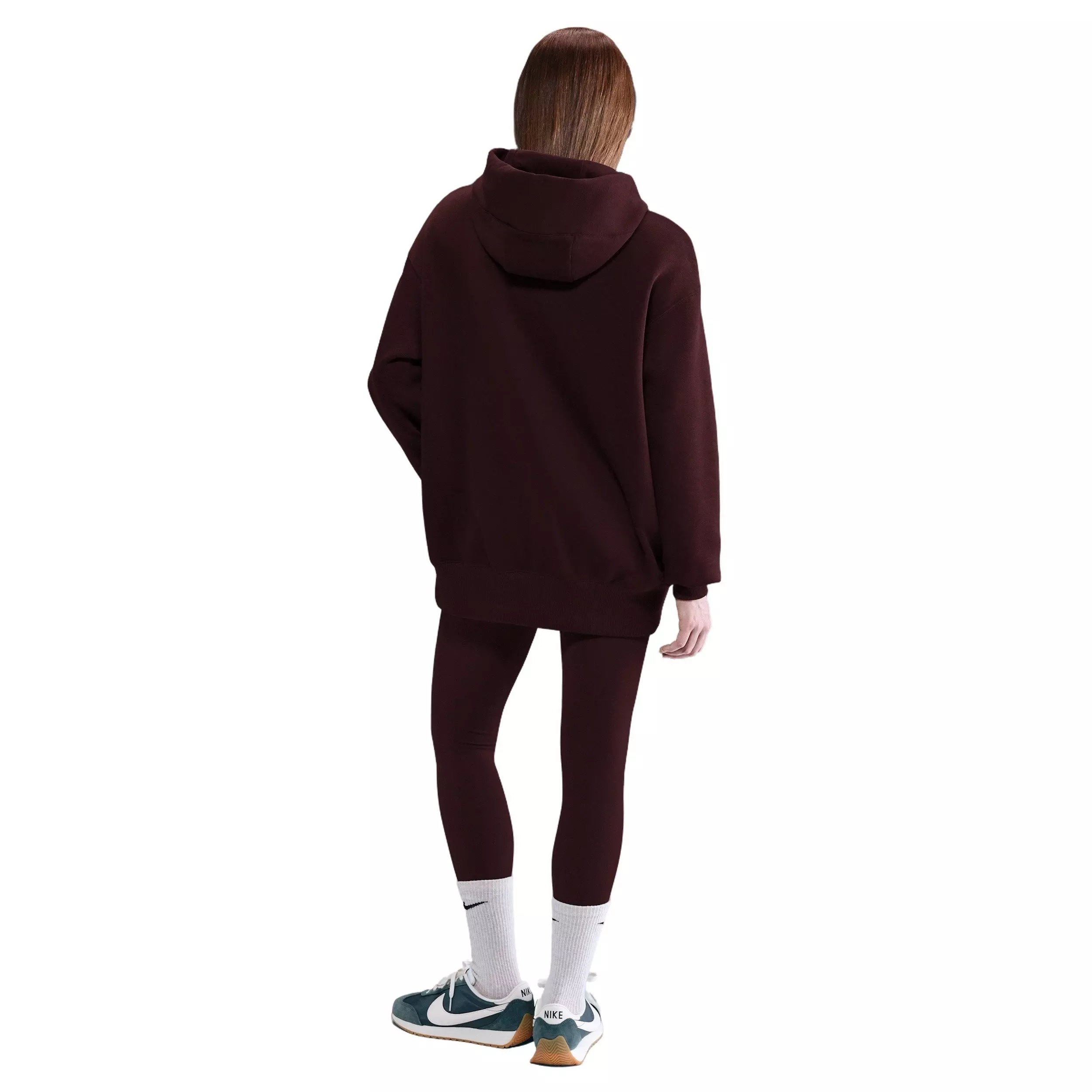 Nike Women's Sportswear Phoenix Fleece Oversized Pullover Hoodie -Burgundy - BURGUNDY