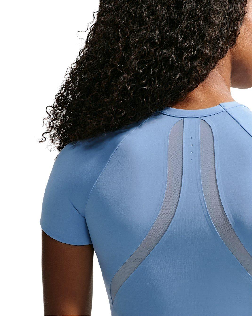 Nike Women's Universa Mesh Short Sleeve Top - Light Blue - LIGHT BLUE