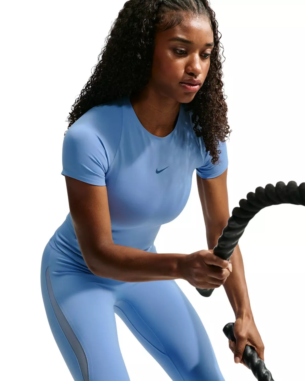 Nike Women's Universa Mesh Short Sleeve Top - Light Blue - LIGHT BLUE