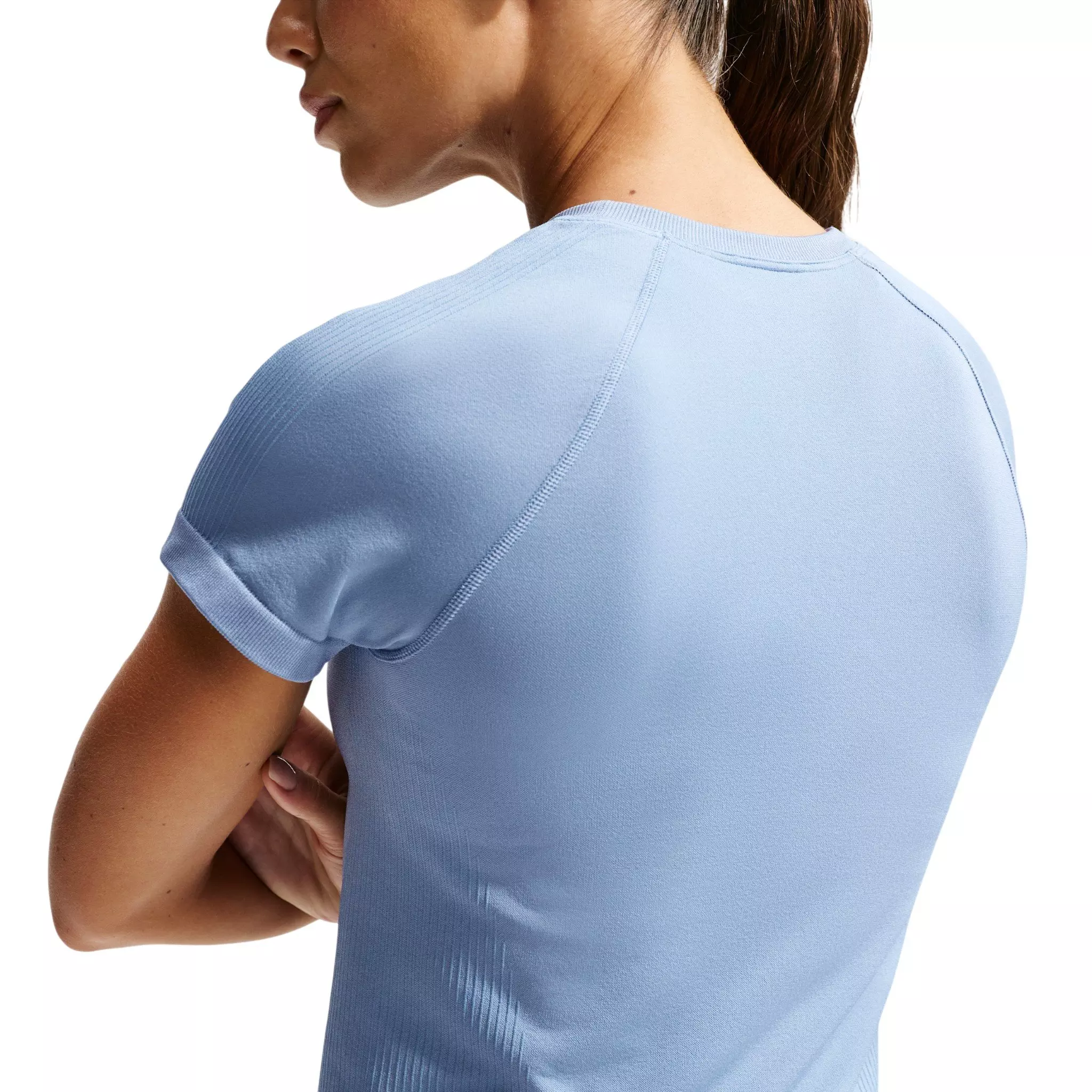 Nike Women's Pro Seamless Dri-FIT T-Shirt - Blue - BLUE