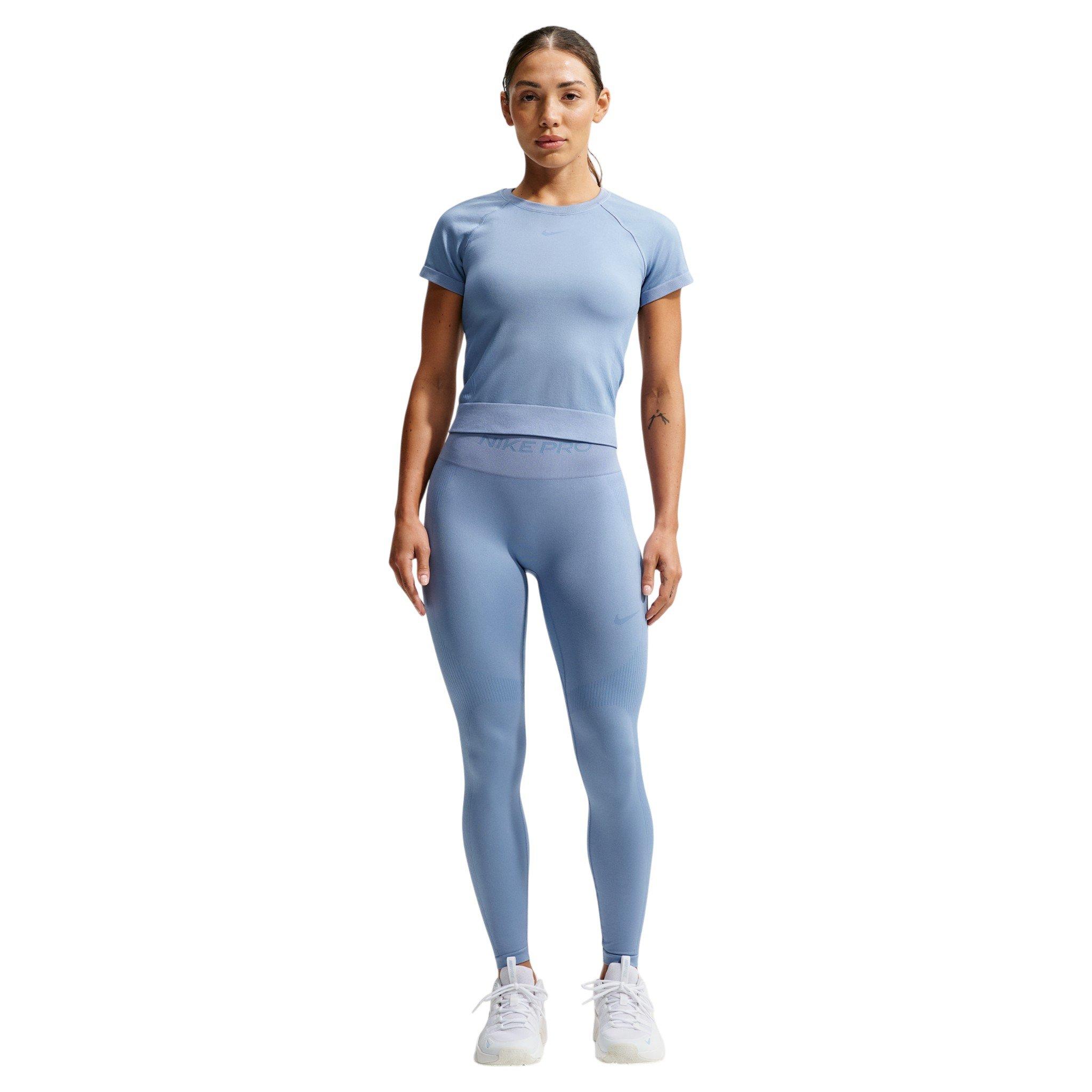 Nike Women's Pro Seamless Dri-FIT T-Shirt - Blue - BLUE Thumbnail View 4
