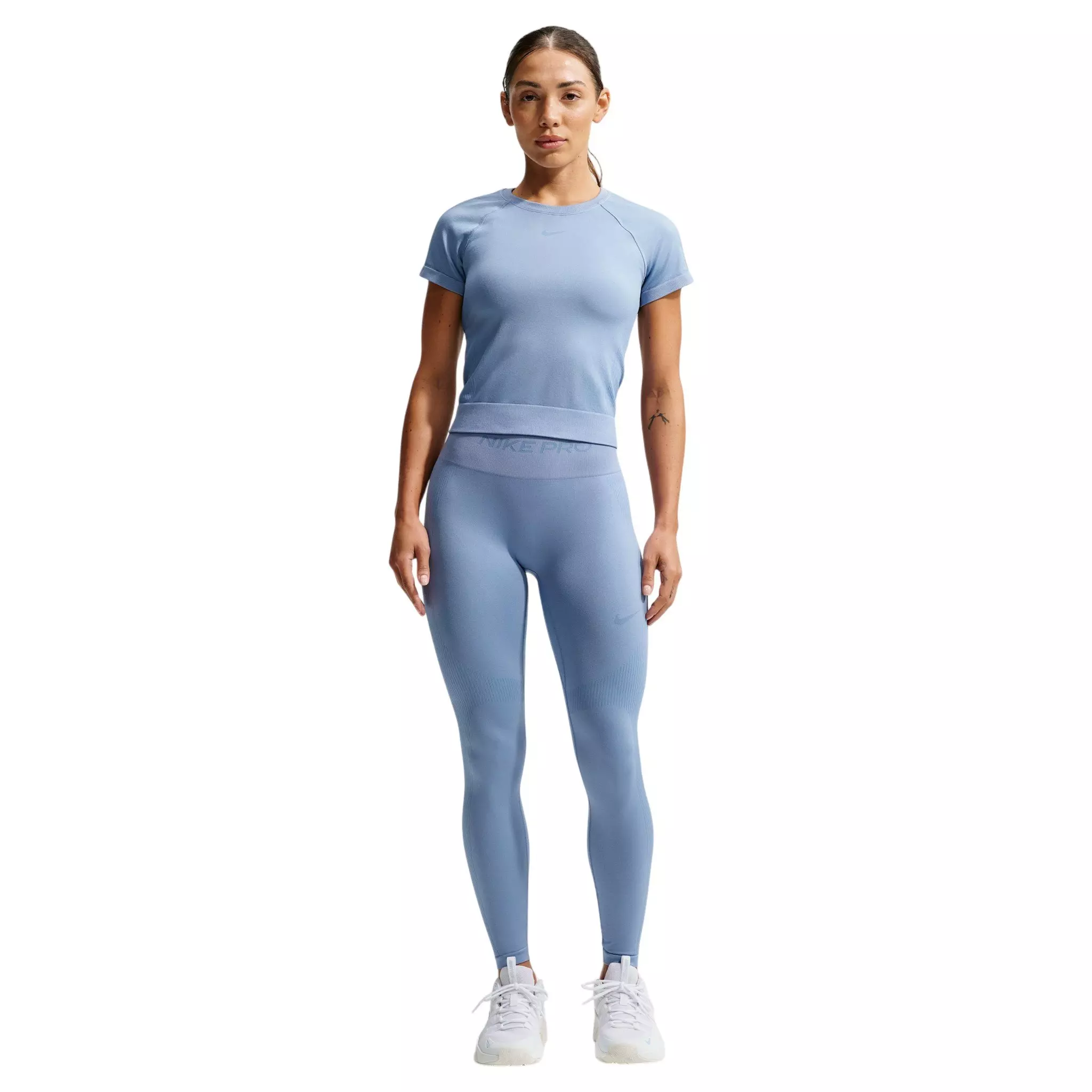 Nike Women's Pro Seamless Dri-FIT T-Shirt - Blue - BLUE