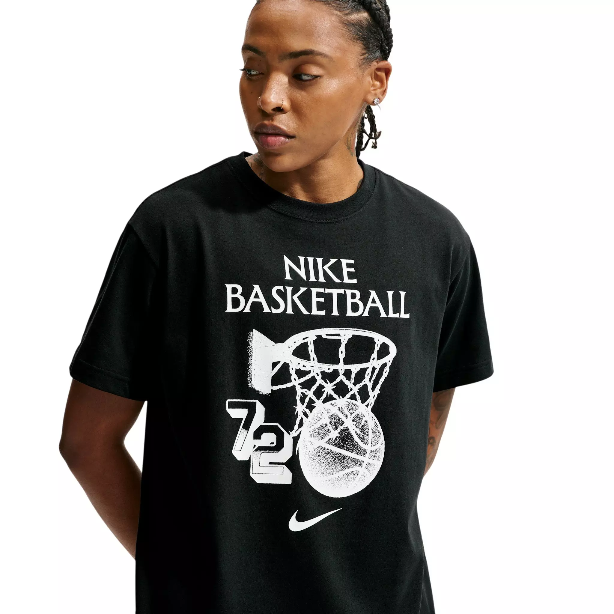 Nike Women's Move Dri-FIT Basketball Hoop T-Shirt - Black - BLACK