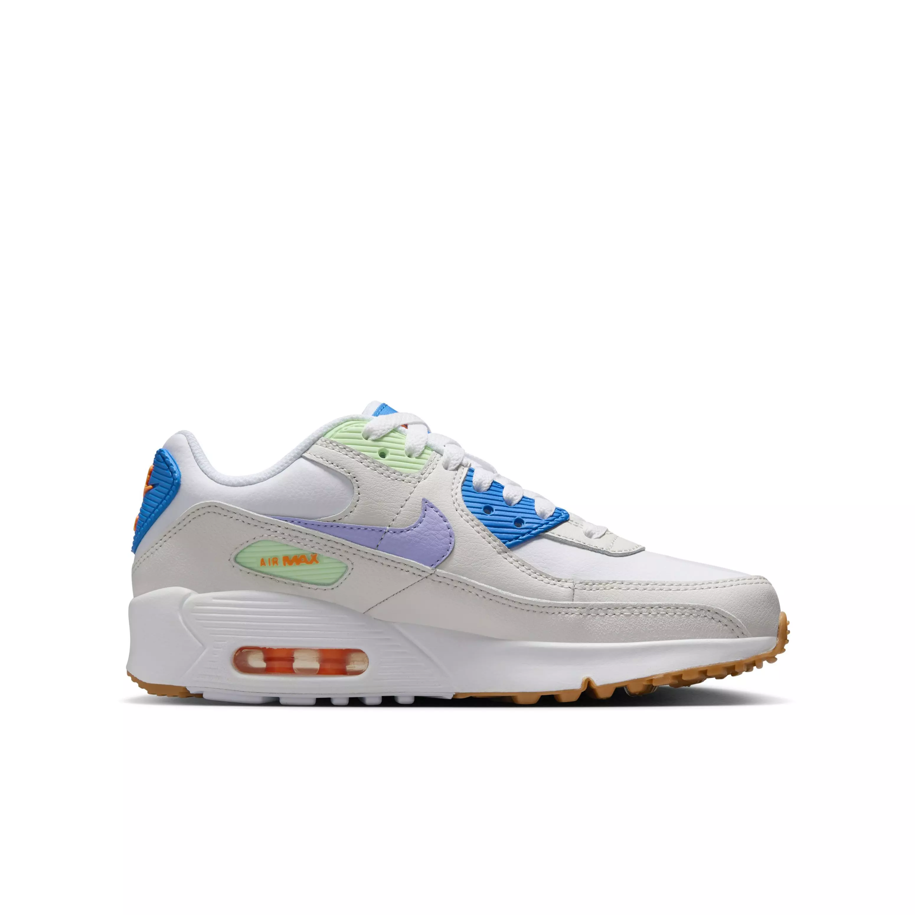 Nike Air Max 90 LTR "White/Phantom/Photo Blue/Purple Pulse" Grade School Girls' Shoe - WHITE/PHANTOM/BLUE/PURPLE