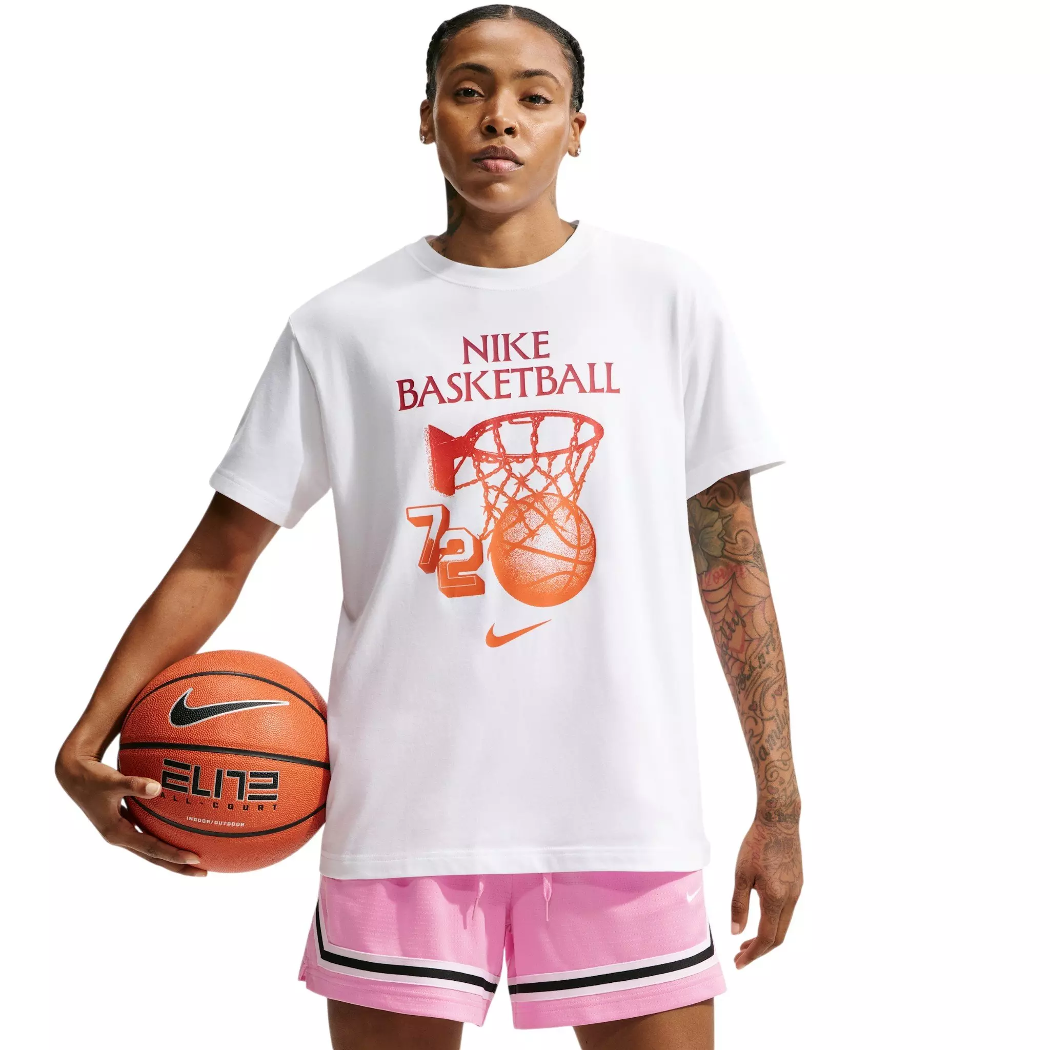 Nike Women's Move Dri-FIT Basketball Hoop T-Shirt - White - WHITE