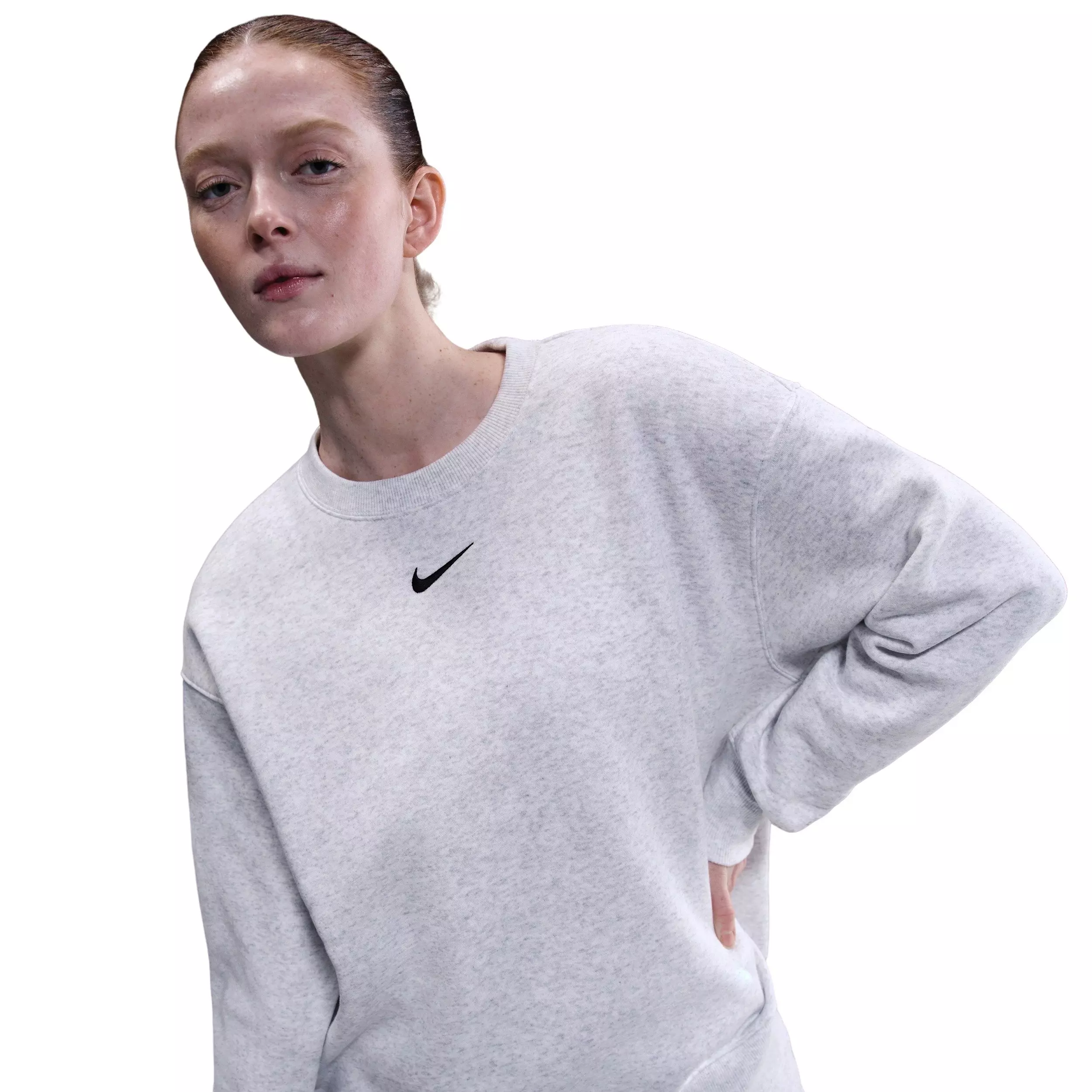 Nike Women's Sportswear Phoenix Fleece Oversized Crew-Neck Sweatshirt - Birch Heather - BIRCH HEATHER
