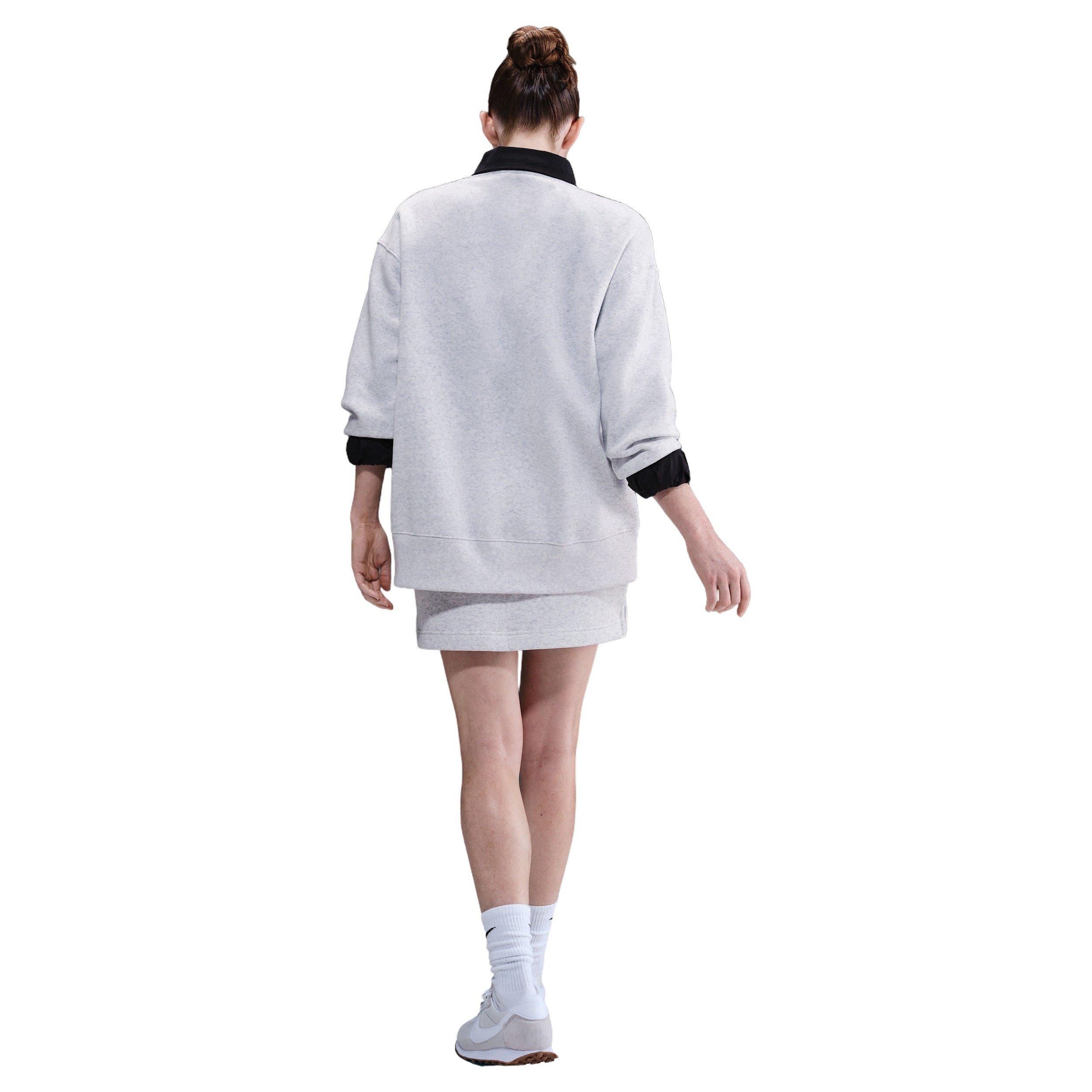 Nike Women's Sportswear Phoenix Fleece Oversized Crew-Neck Sweatshirt -Birch Heather - BIRCH HEATHER Thumbnail View 5