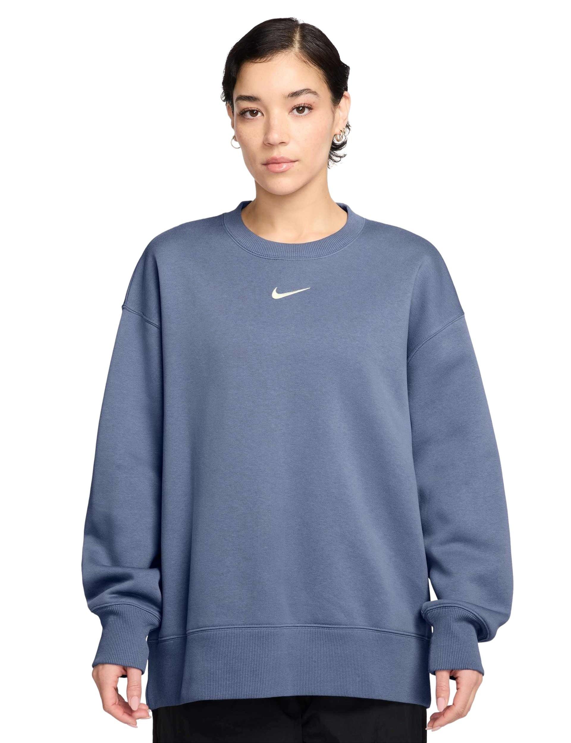Nike Women's Sportswear Phoenix Fleece Oversized Crew-Neck Sweatshirt -Indigo - INDIGO Thumbnail View 1