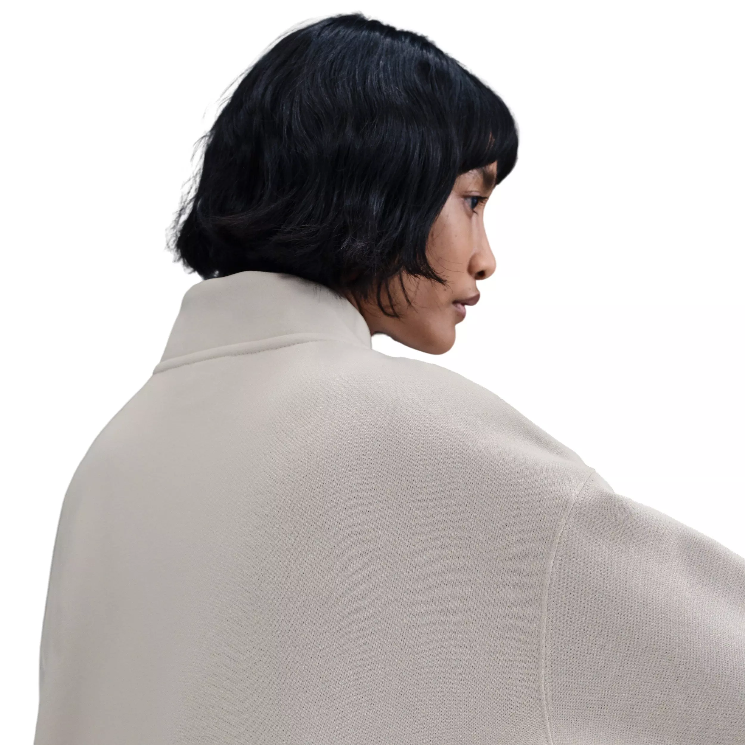 Nike Women's Sportswear Phoenix Fleece Oversized 1/4-Zip Long Sweatshirt -Lt Brown - BROWN