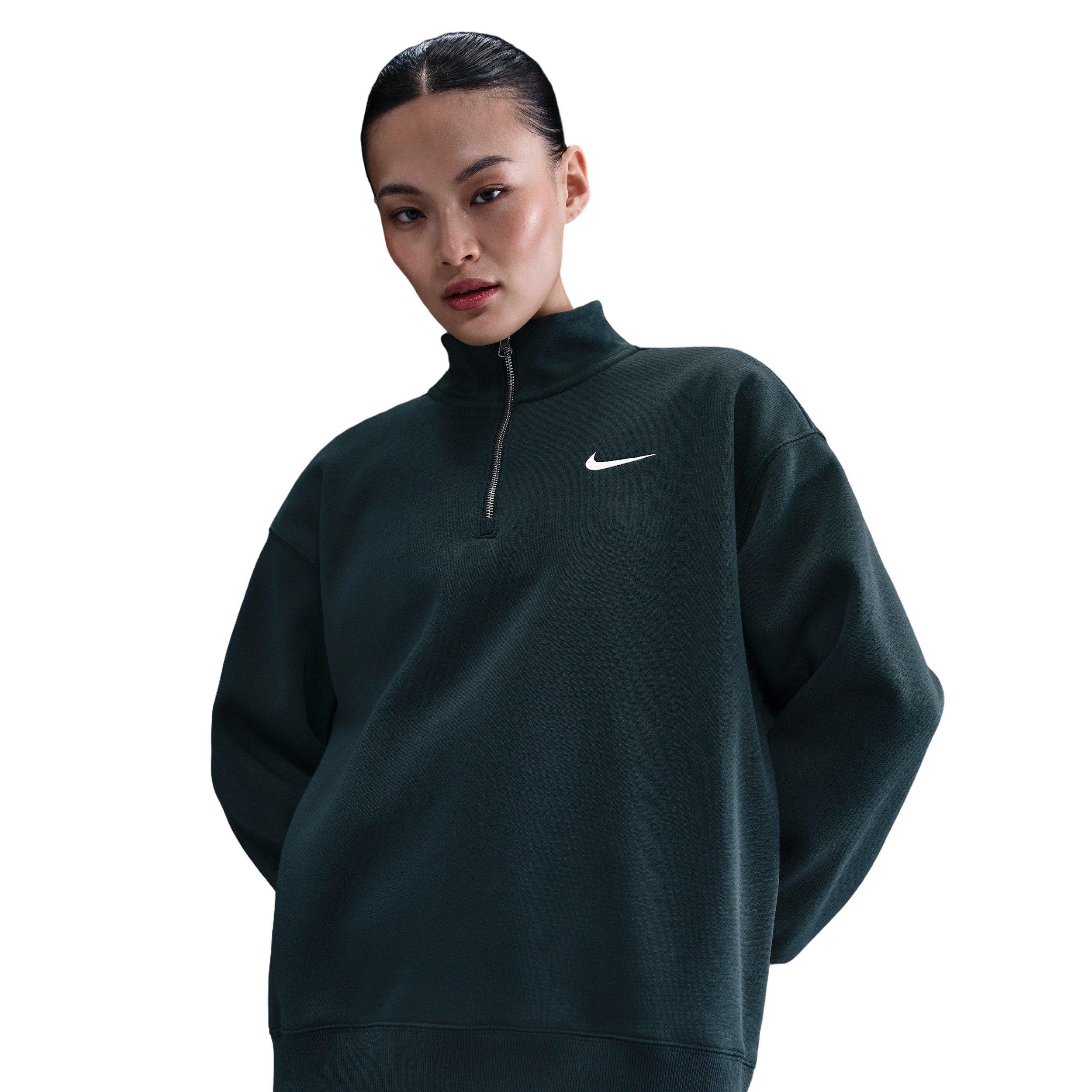 Nike Women's Sportswear Phoenix Fleece Oversized 1/4-Zip Long Sweatshirt -Seaweed Green - SEAWEED GREEN Thumbnail View 1