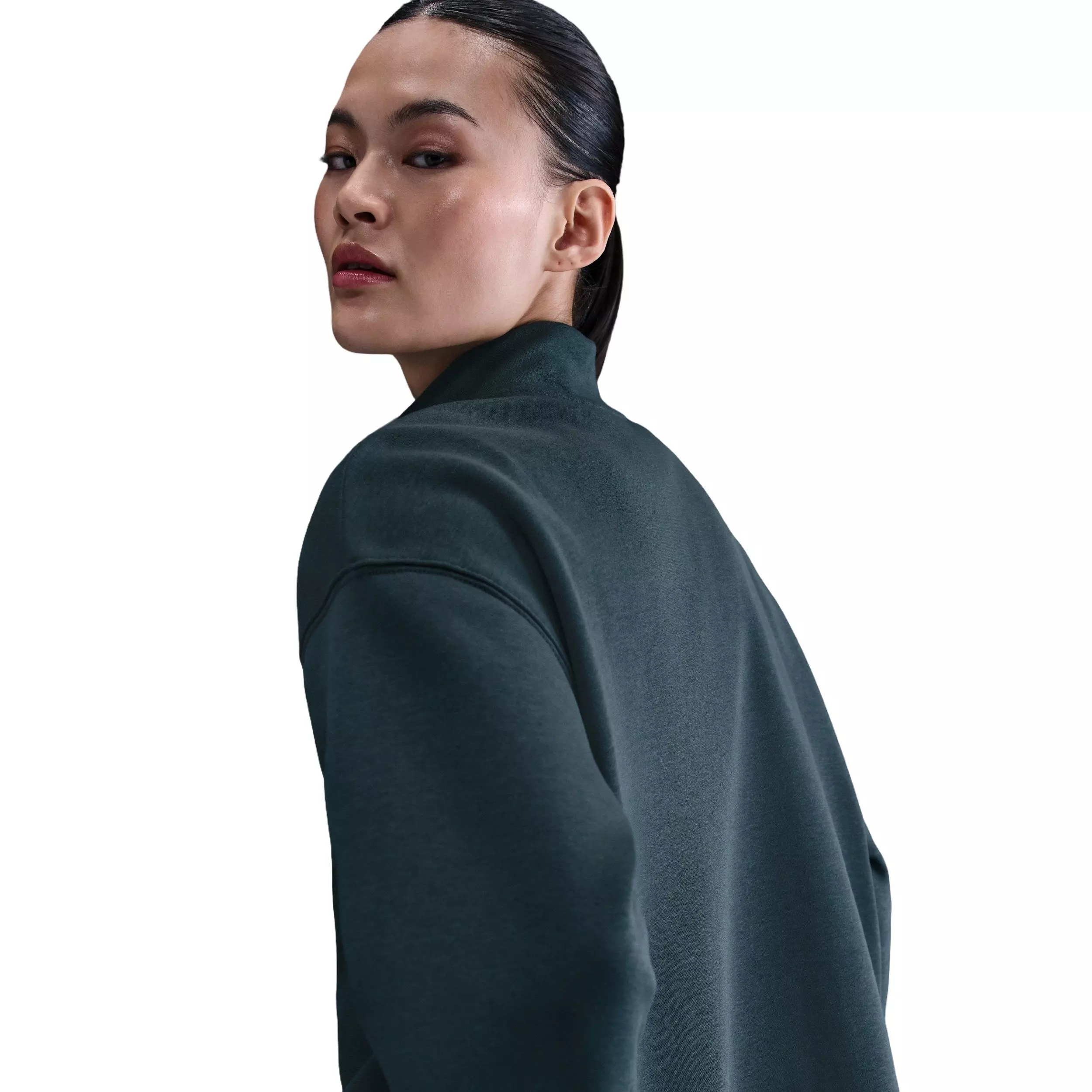 Nike Women's Sportswear Phoenix Fleece Oversized 1/4-Zip Long Sweatshirt - Seaweed Green - SEAWEED GREEN