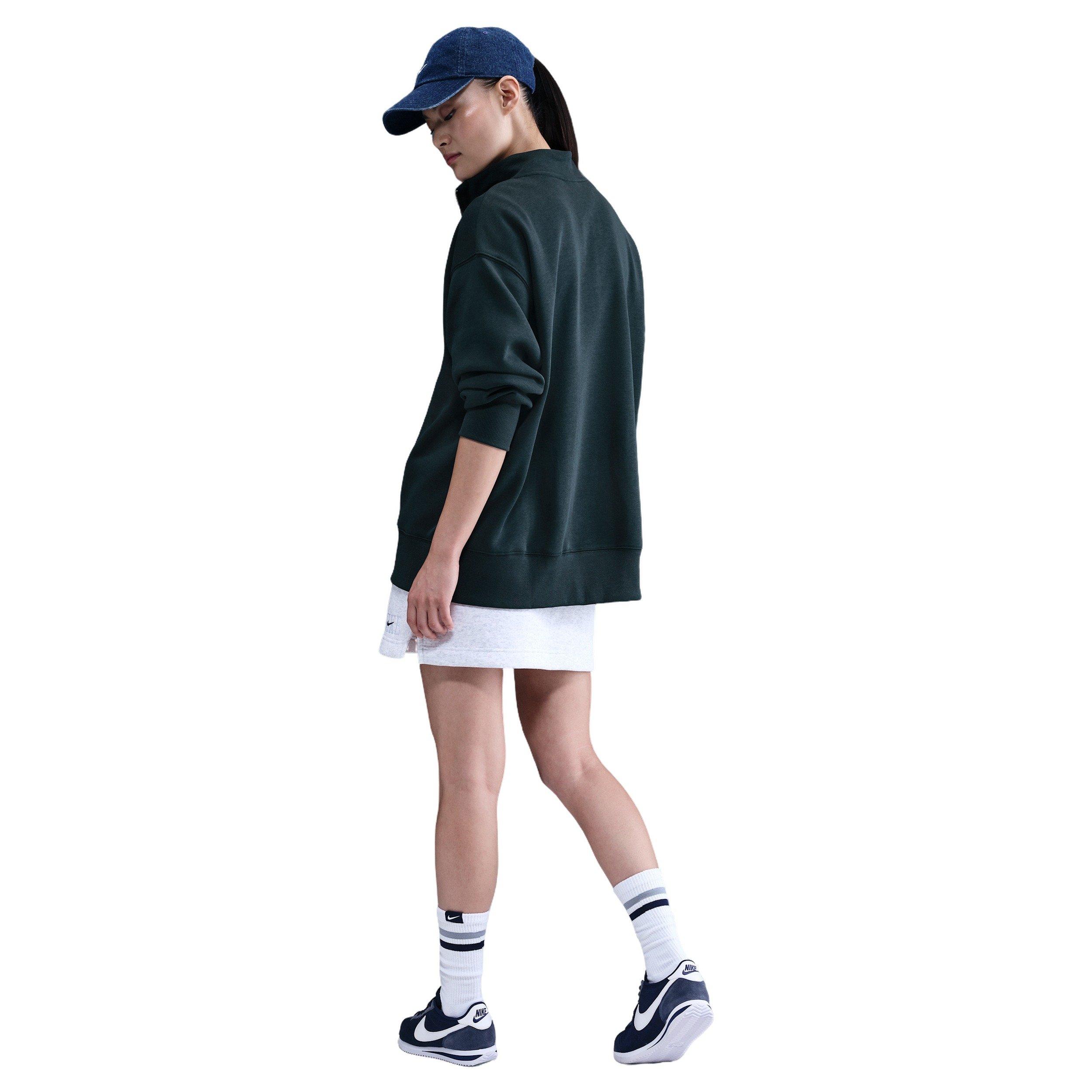 Nike Women's Sportswear Phoenix Fleece Oversized 1/4-Zip Long Sweatshirt -Seaweed Green - SEAWEED GREEN Thumbnail View 5