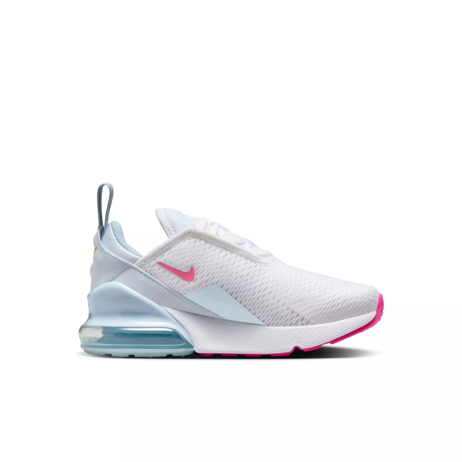 Nike Air Max 270 "White/Blue Tint/Light Armory Blue/Pinksicle" Preschool Girls' Shoe - WHITE/BLUE/LT BLUE/PINKSICLE