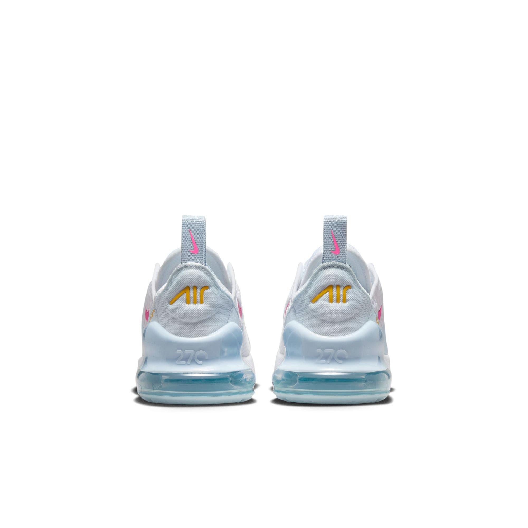 Nike Air Max 270 White Blue Tint Light Armory Blue Pinksicle Preschool Girls Shoe Hibbett