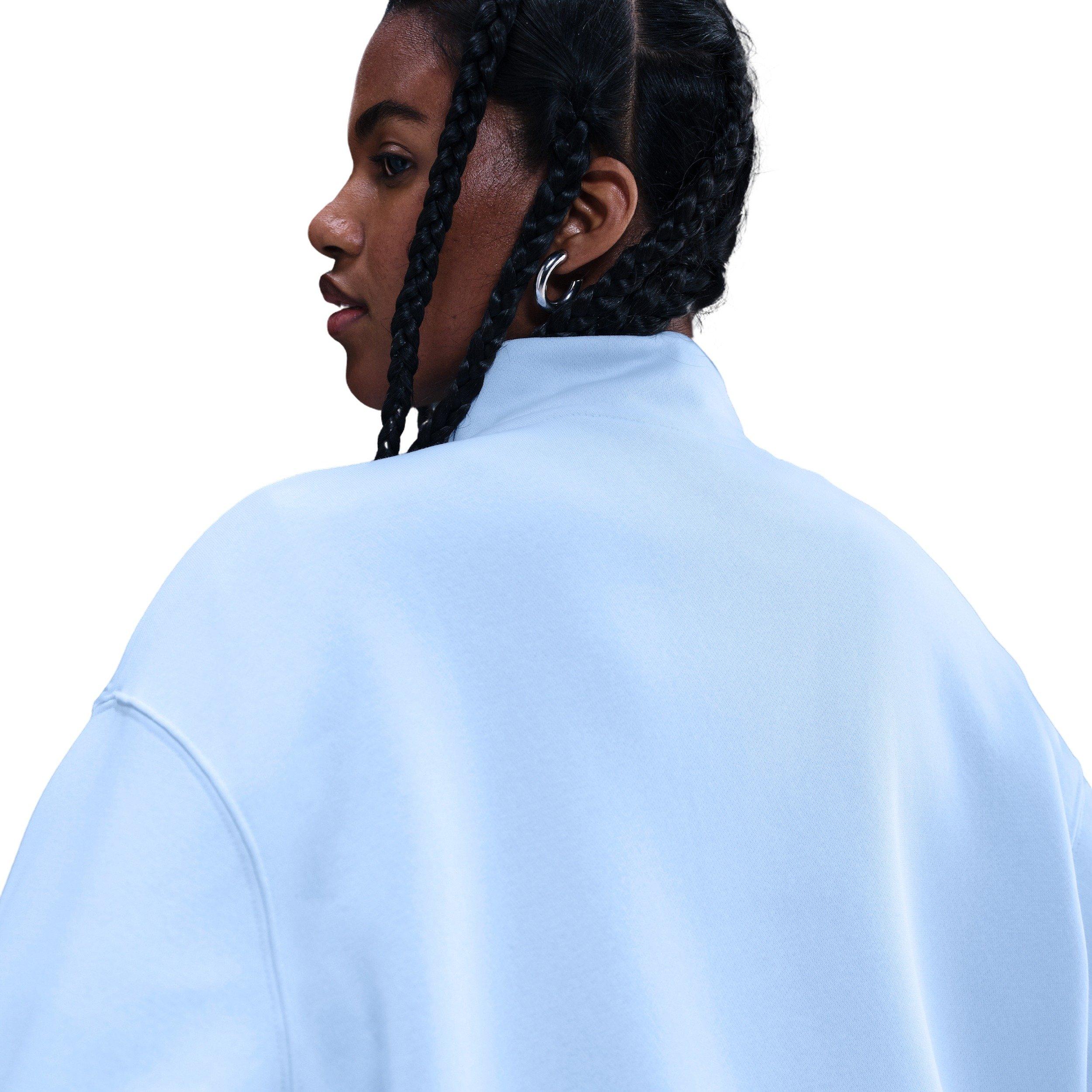 Nike Women's Sportswear Phoenix Fleece Oversized 1/4-Zip Long Sweatshirt - Lt Blue - LT BLUE Thumbnail View 2