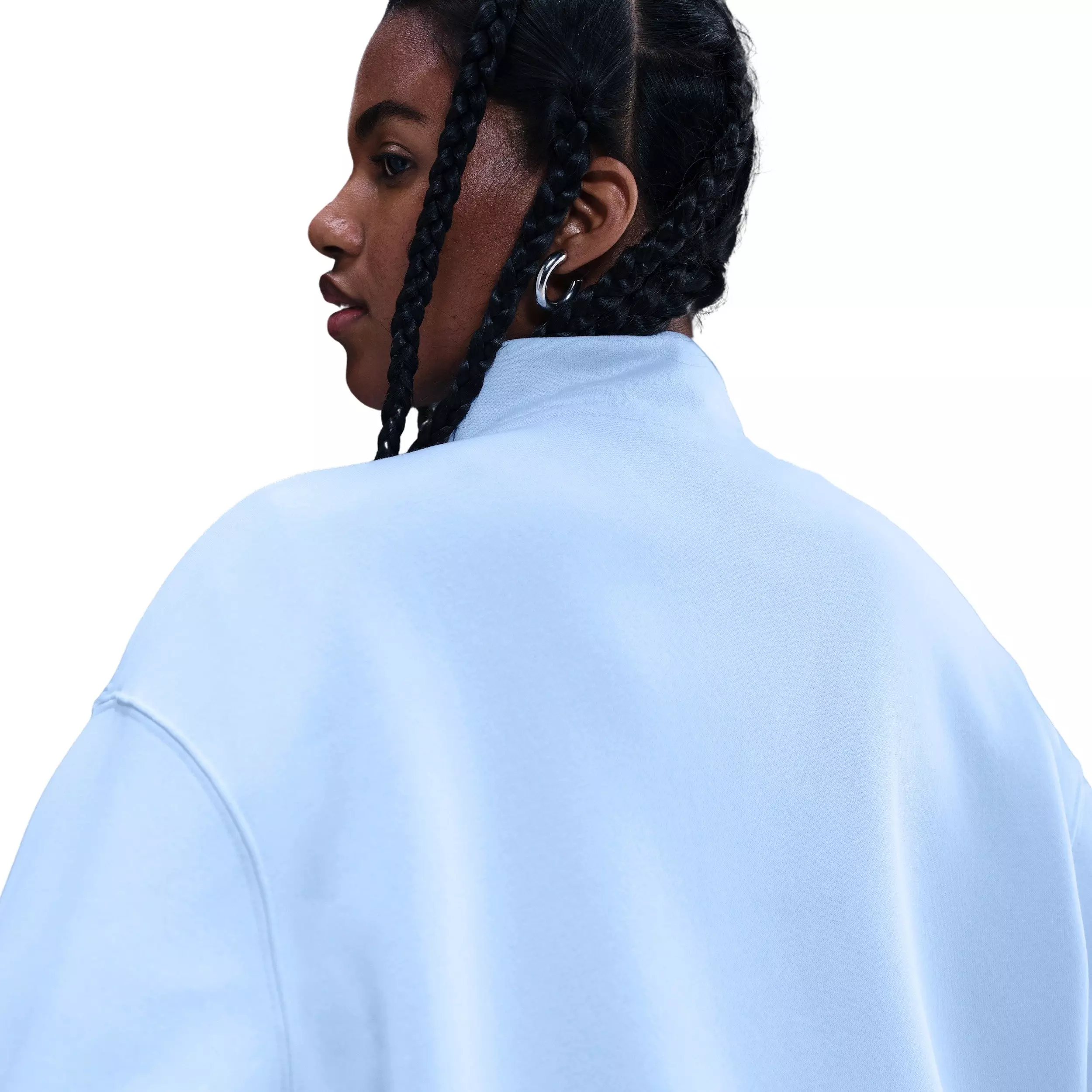 Nike Women's Sportswear Phoenix Fleece Oversized 1/4-Zip Long Sweatshirt - Lt Blue - LT BLUE