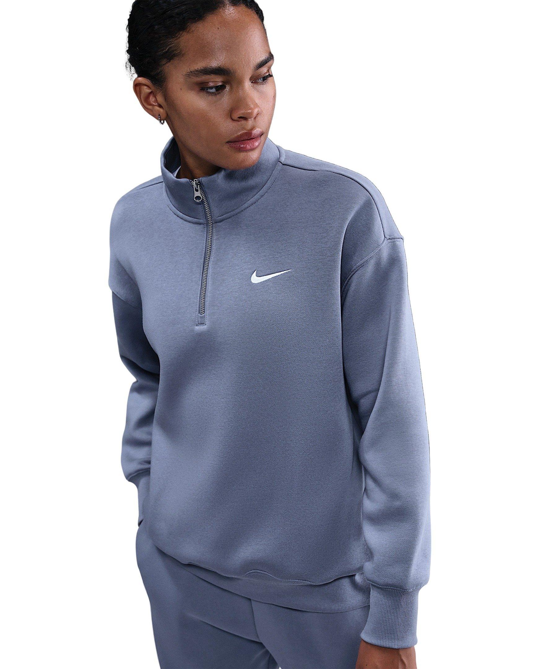 Nike Women's Sportswear Phoenix Fleece Oversized 1/4-Zip Long Sweatshirt - Indigo - INDIGO Thumbnail View 1