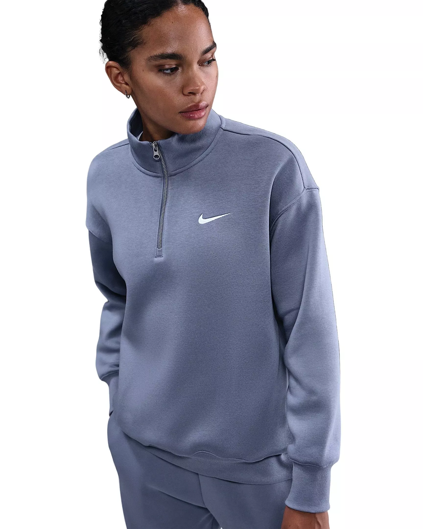 Nike Women's Sportswear Phoenix Fleece Oversized 1/4-Zip Long Sweatshirt - Indigo - INDIGO