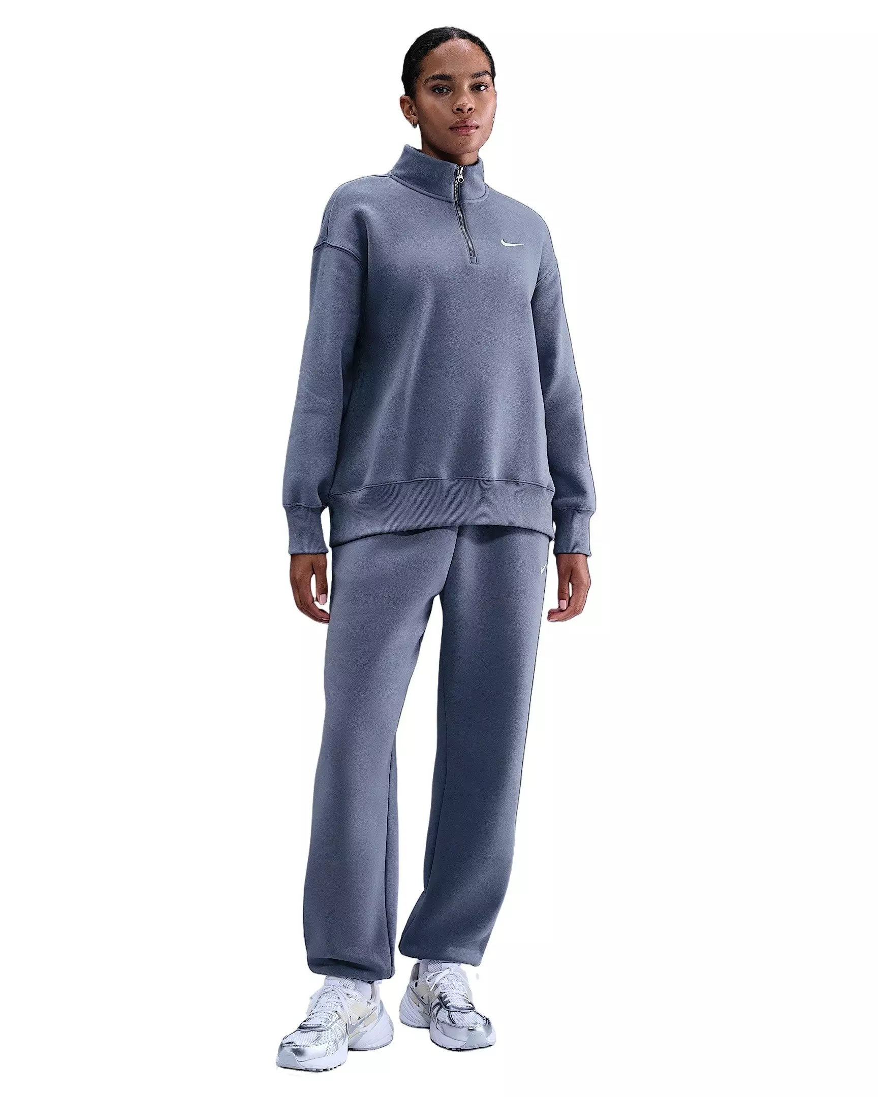 Nike Women's Sportswear Phoenix Fleece Oversized 1/4-Zip Long Sweatshirt - Indigo - INDIGO