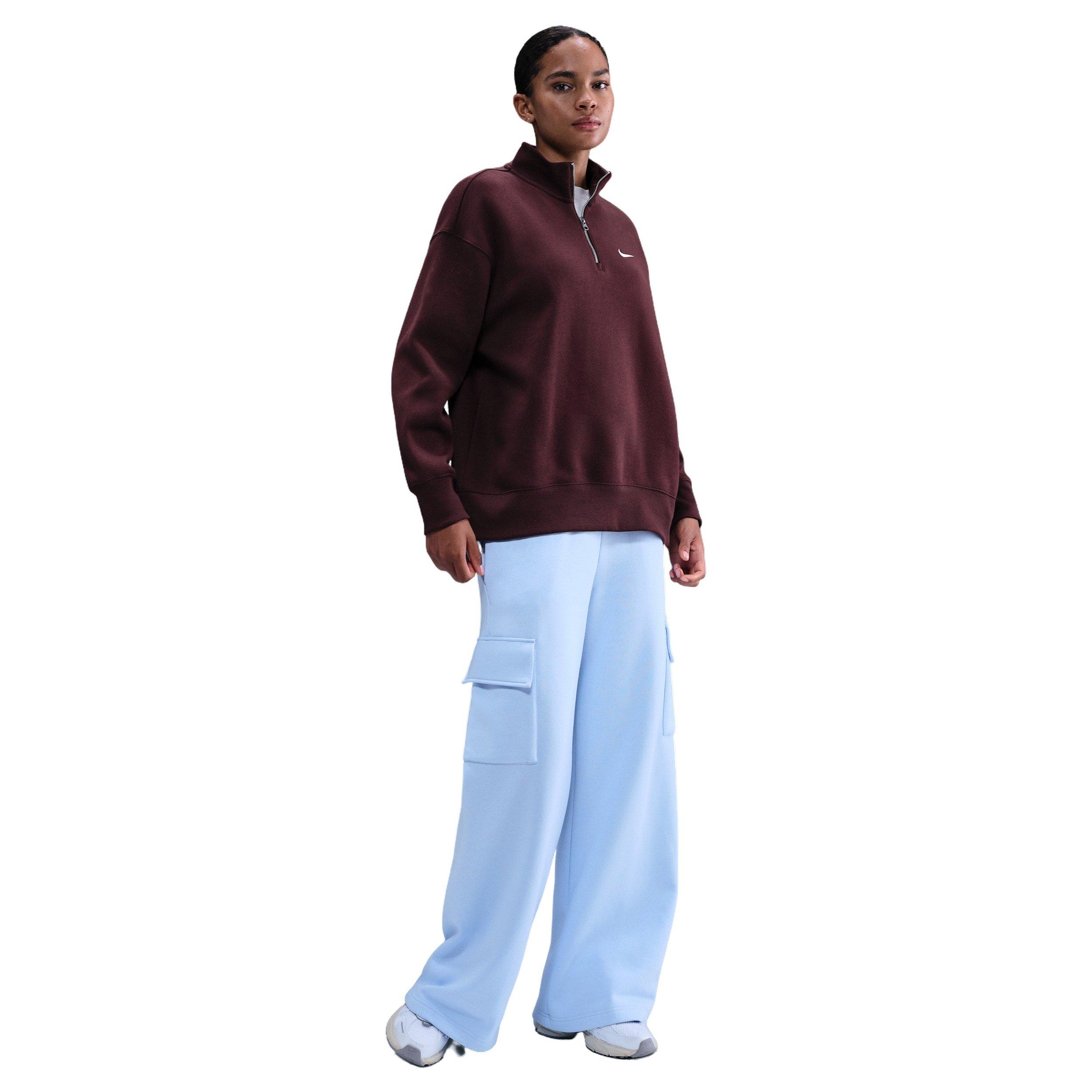 Nike Phoenix Fleece 1/4-Zip Oversized Sweatshirt Burgundy | Hibbett