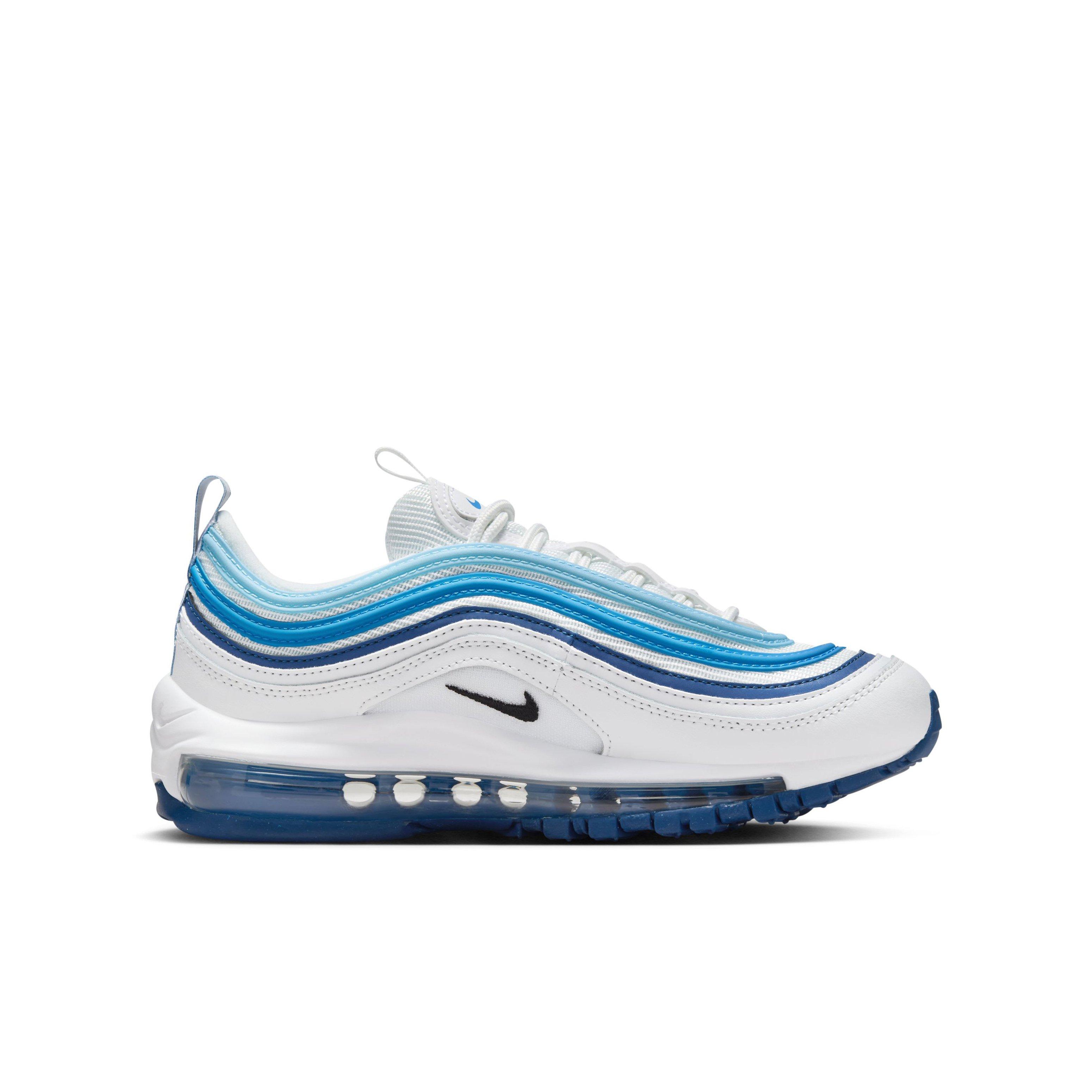 Nike Air Max 97 "Summit White/Court Blue/Aquarius Blue/Black" Grade School Boys' Shoe - WHITE/BLUE/BLUE/BLACK Thumbnail View 1