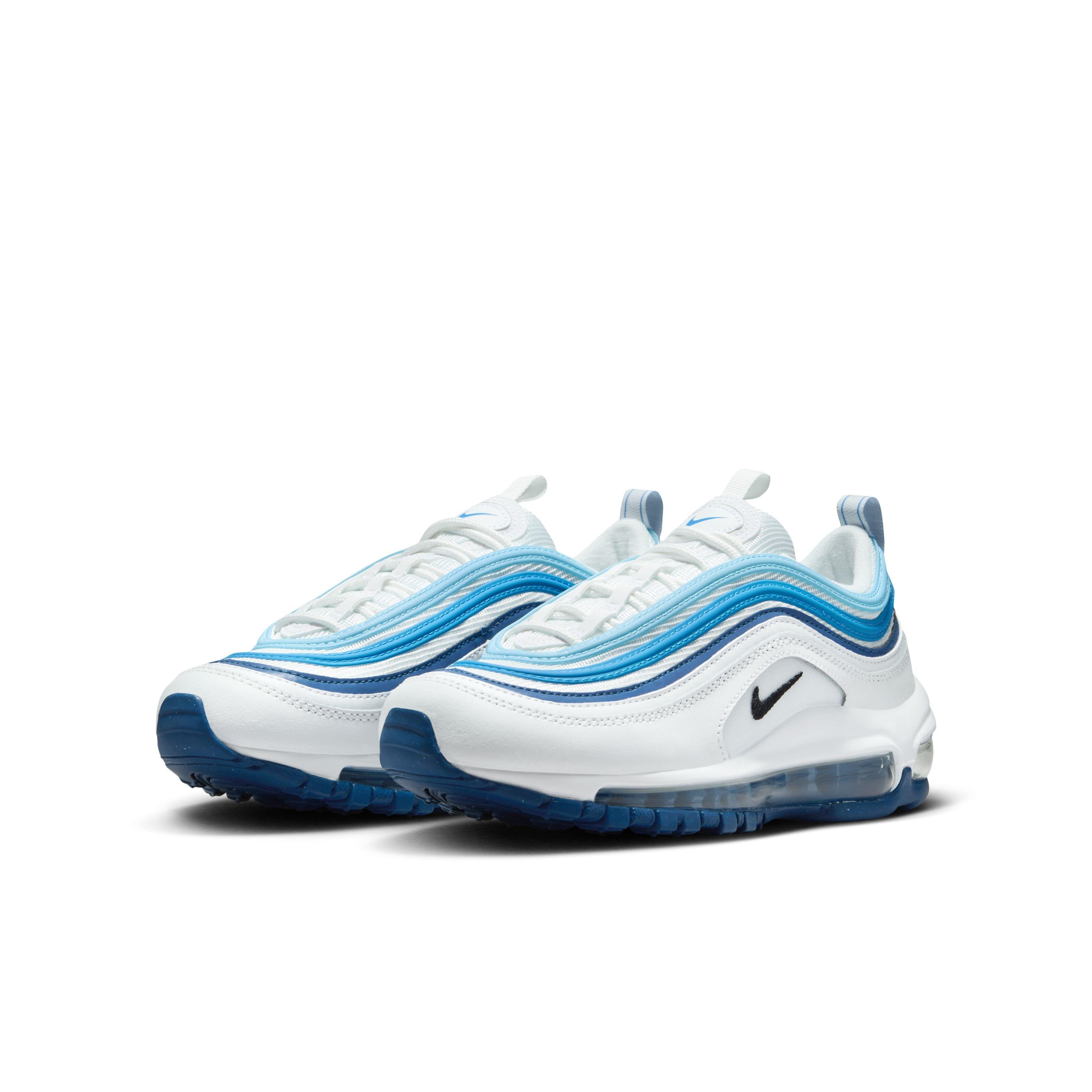 Nike Air Max 97 "Summit White/Court Blue/Aquarius Blue/Black" Grade School Boys' Shoe - WHITE/BLUE/BLUE/BLACK Thumbnail View 3