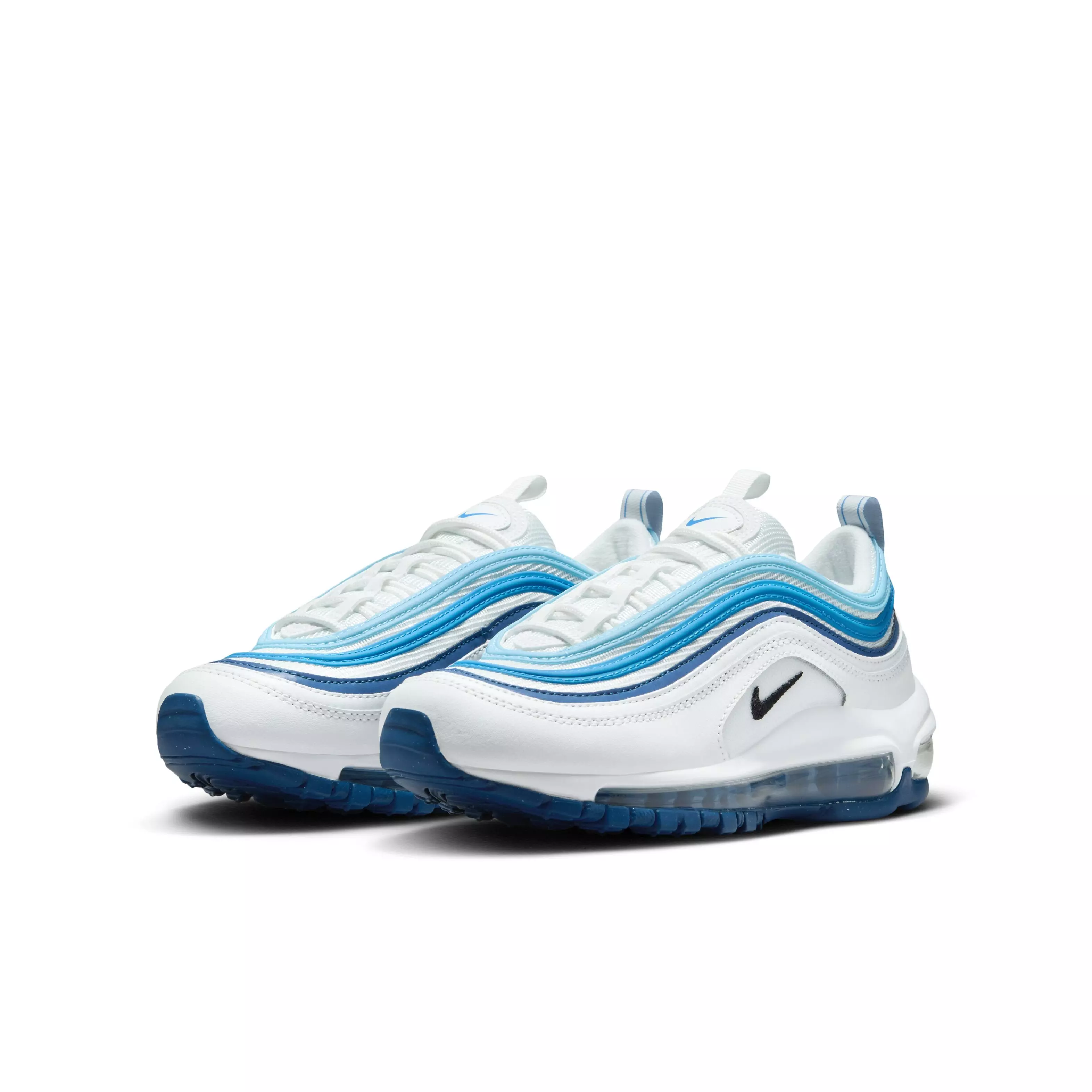 Nike Air Max 97 "Summit White/Court Blue/Aquarius Blue/Black" Grade School Boys' Shoe - WHITE/BLUE/BLUE/BLACK