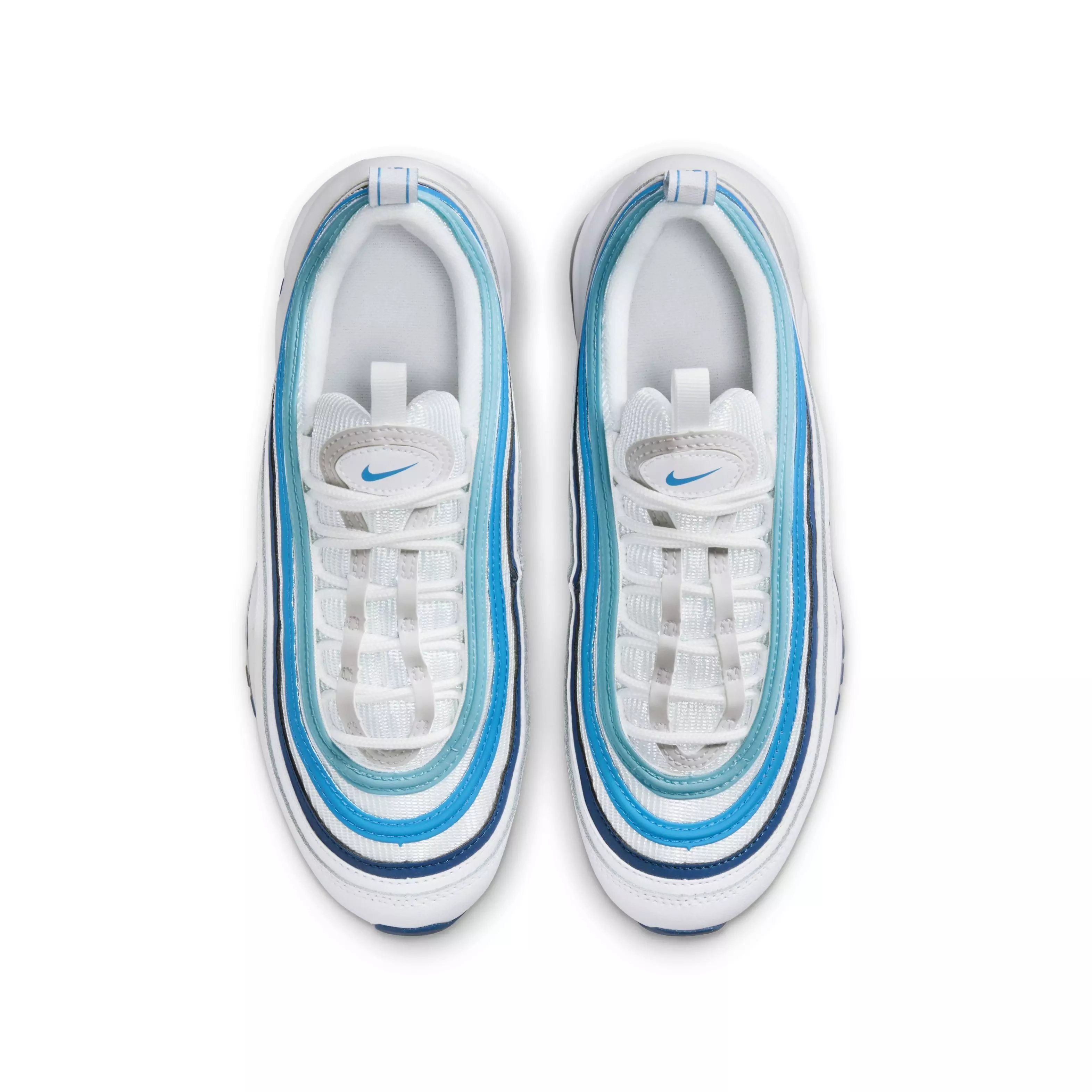 Nike Air Max 97 "Summit White/Court Blue/Aquarius Blue/Black" Grade School Boys' Shoe - WHITE/BLUE/BLUE/BLACK