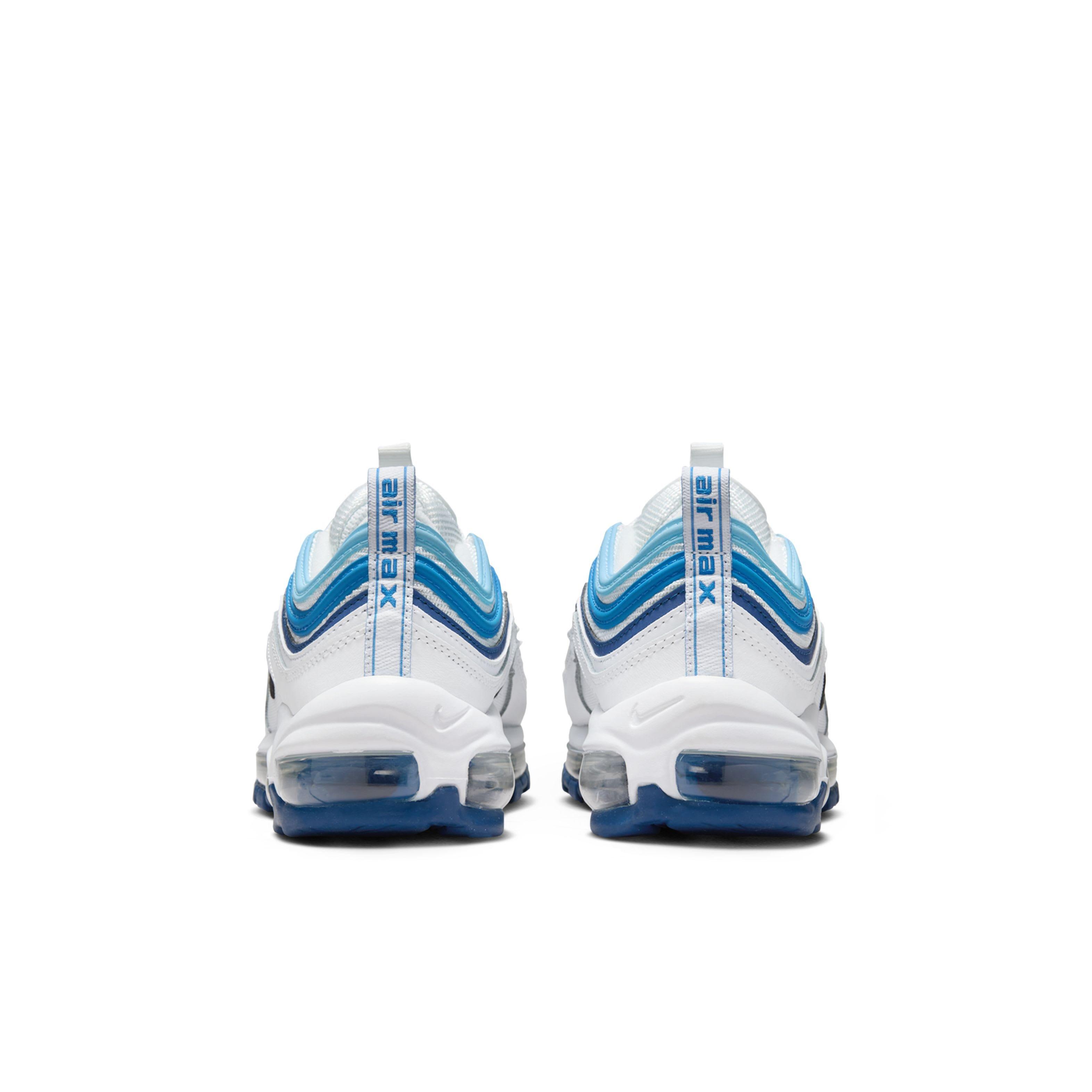 Nike Air Max 97 "Summit White/Court Blue/Aquarius Blue/Black" Grade School Boys' Shoe - WHITE/BLUE/BLUE/BLACK Thumbnail View 5