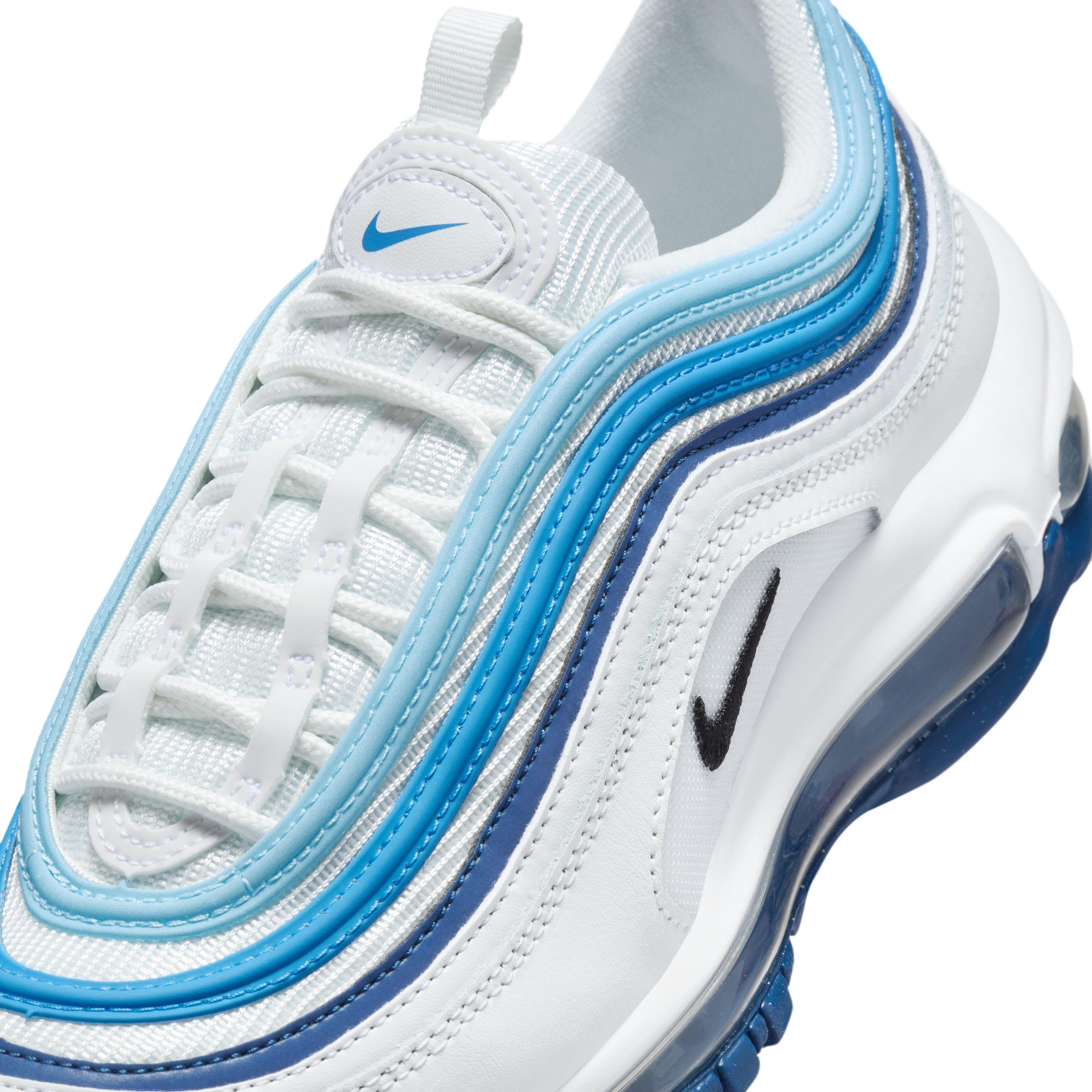 Nike Air Max 97 "Summit White/Court Blue/Aquarius Blue/Black" Grade School Boys' Shoe - WHITE/BLUE/BLUE/BLACK Thumbnail View 7